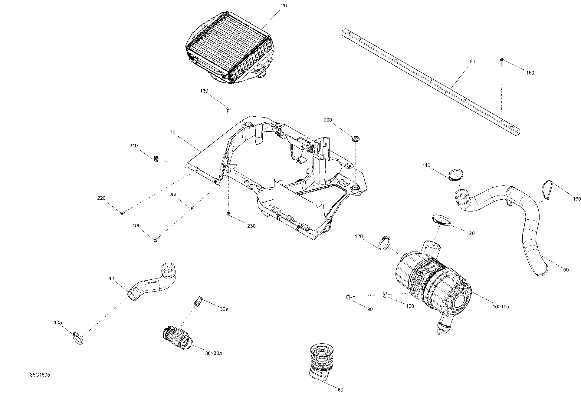 An Image of a Genuine Can-Am Parts Schematic Diagram showing the schematic - AIR INTAKE
