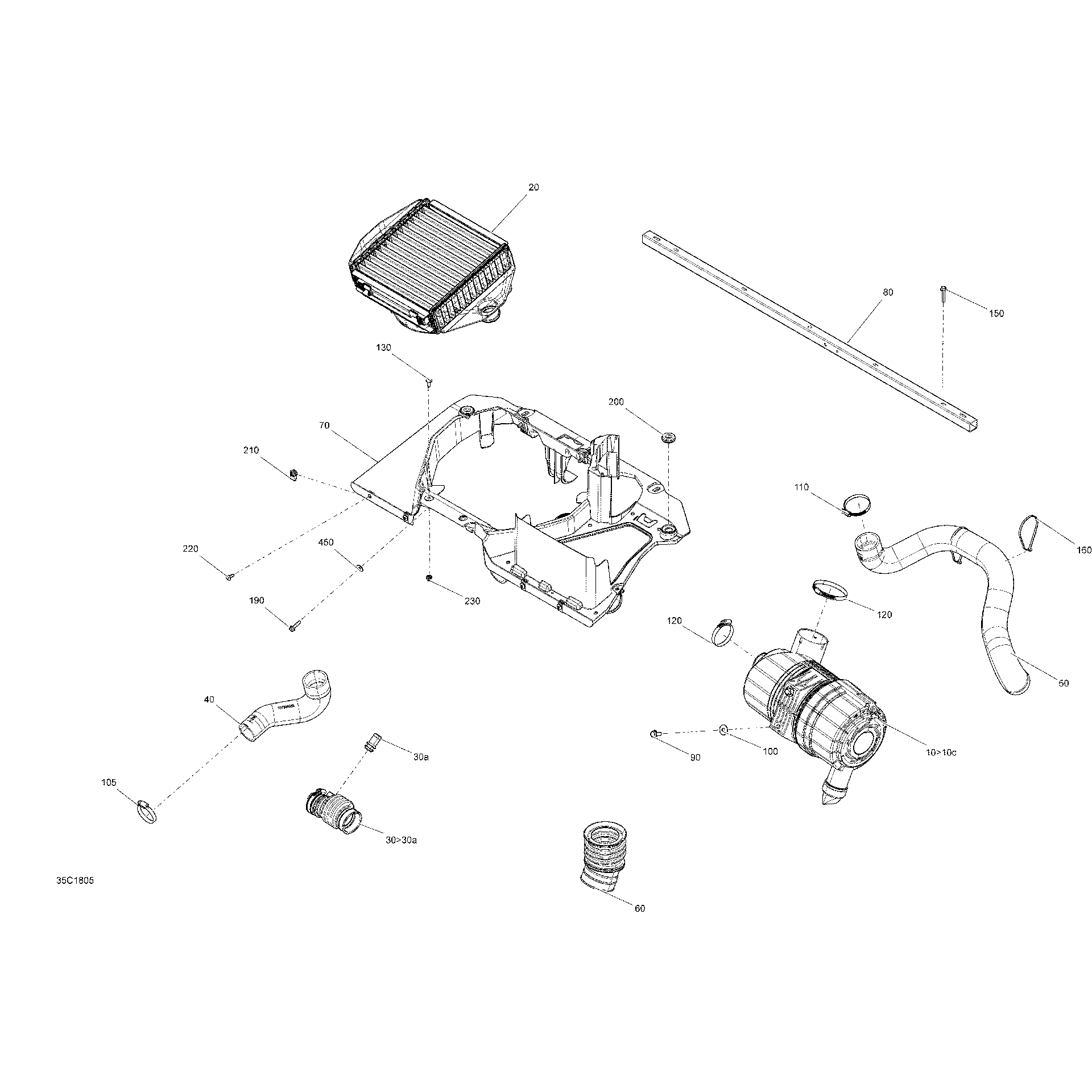 An Image of a Genuine Can-Am Parts Schematic Diagram showing the schematic - AIR INTAKE