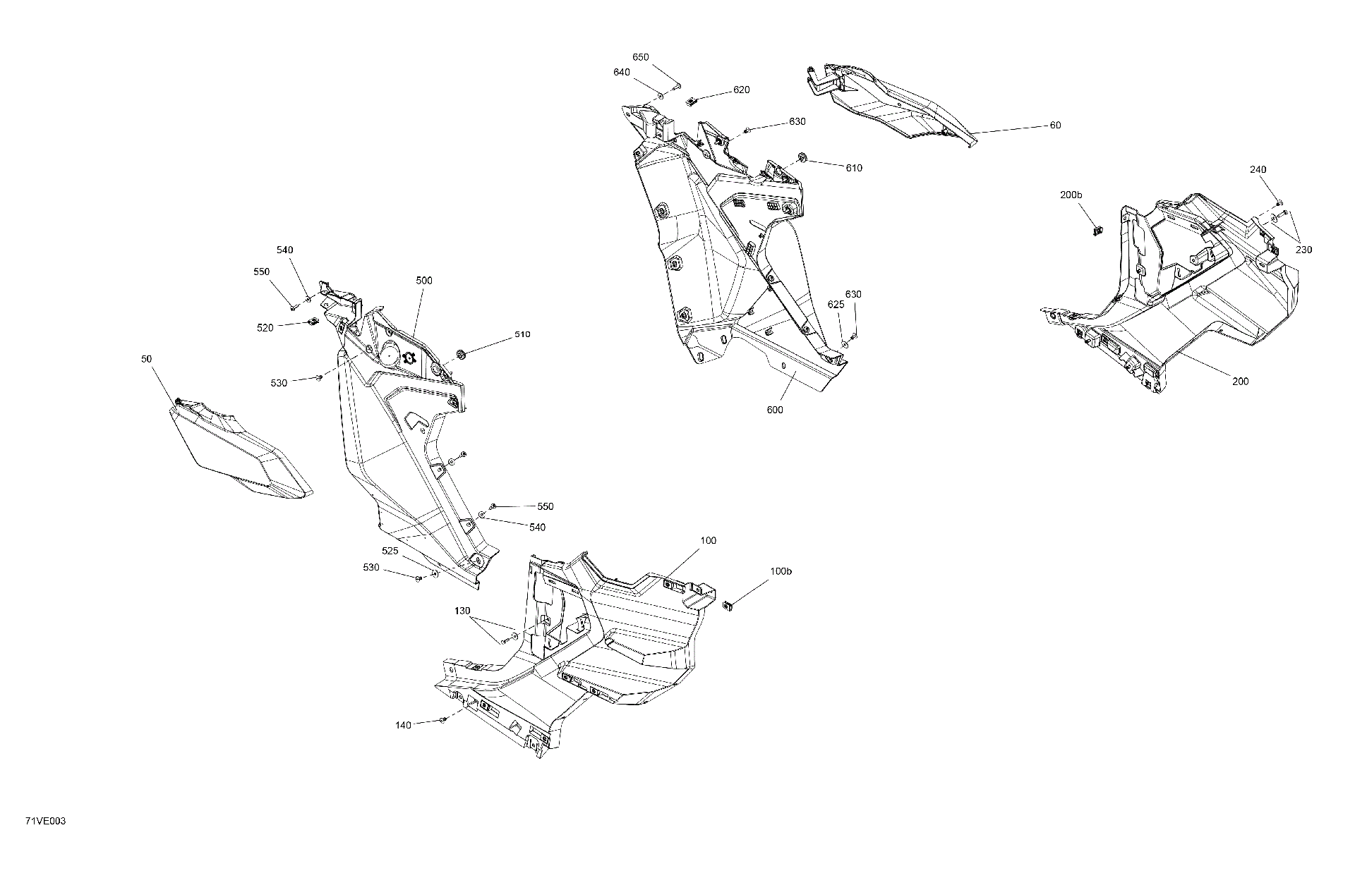 An Image of a Genuine Can-Am Parts Schematic Diagram showing the schematic - BODY - FRONT SECTION