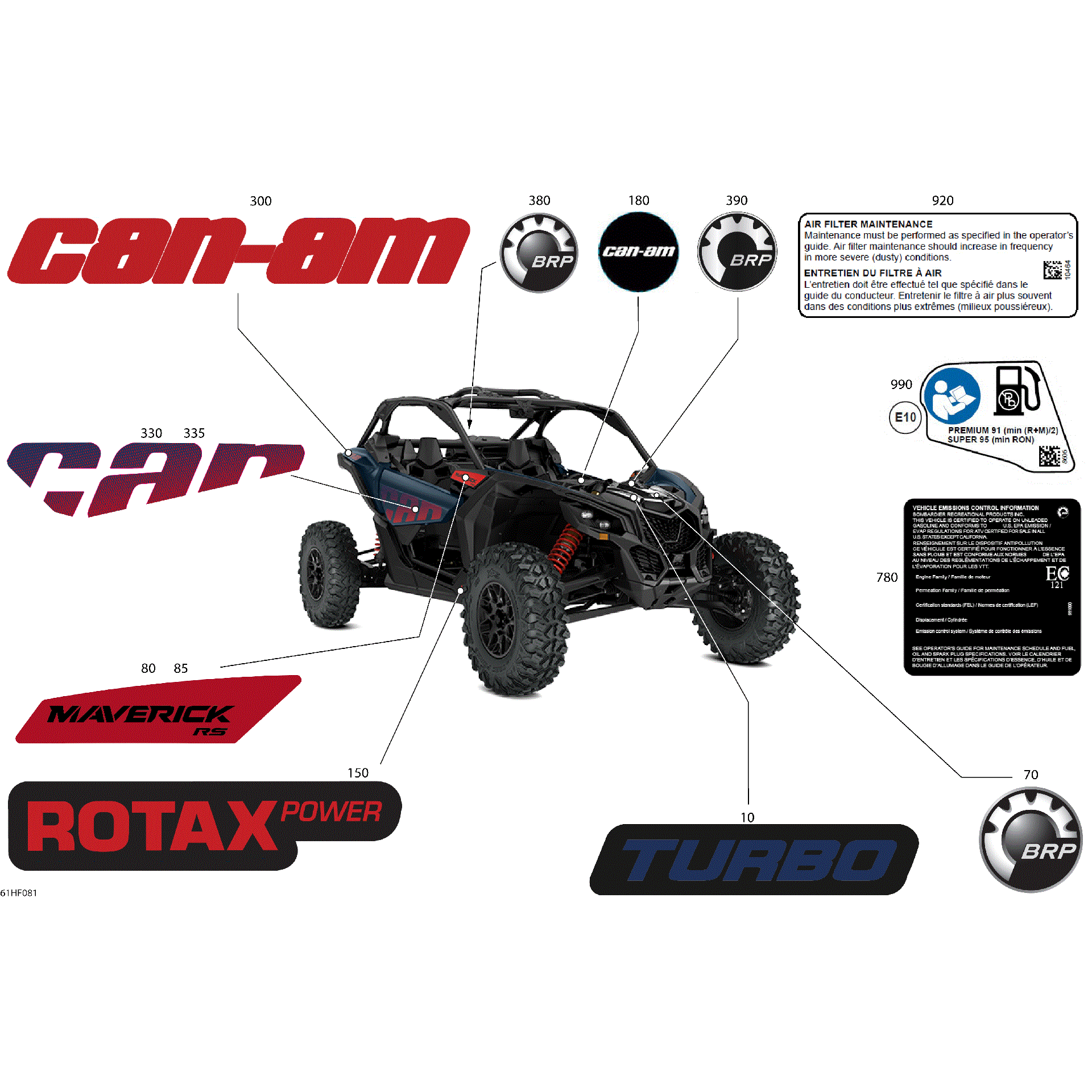 An Image of a Genuine Can-Am Parts Schematic Diagram showing the schematic - BODY - DECALS