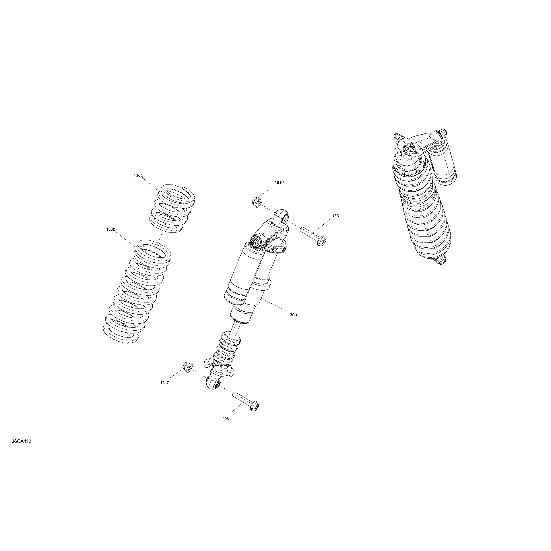 An Image of a Genuine Can-Am Parts Schematic Diagram showing the schematic - SUSPENSION - REAR SHOCKS - DPS