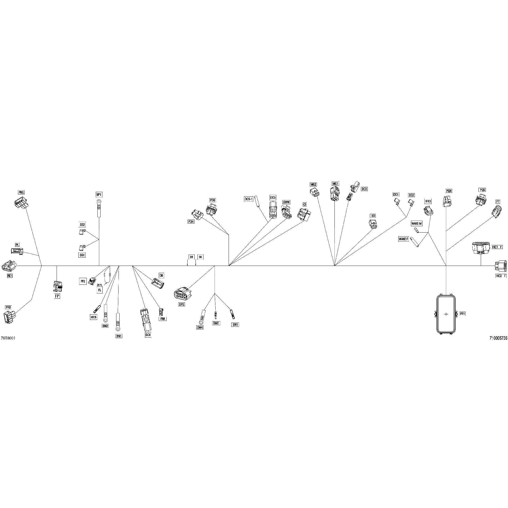An Image of a Genuine Can-Am Parts Schematic Diagram showing the schematic - ELECTRIC - MAIN HARNESS - 710005755