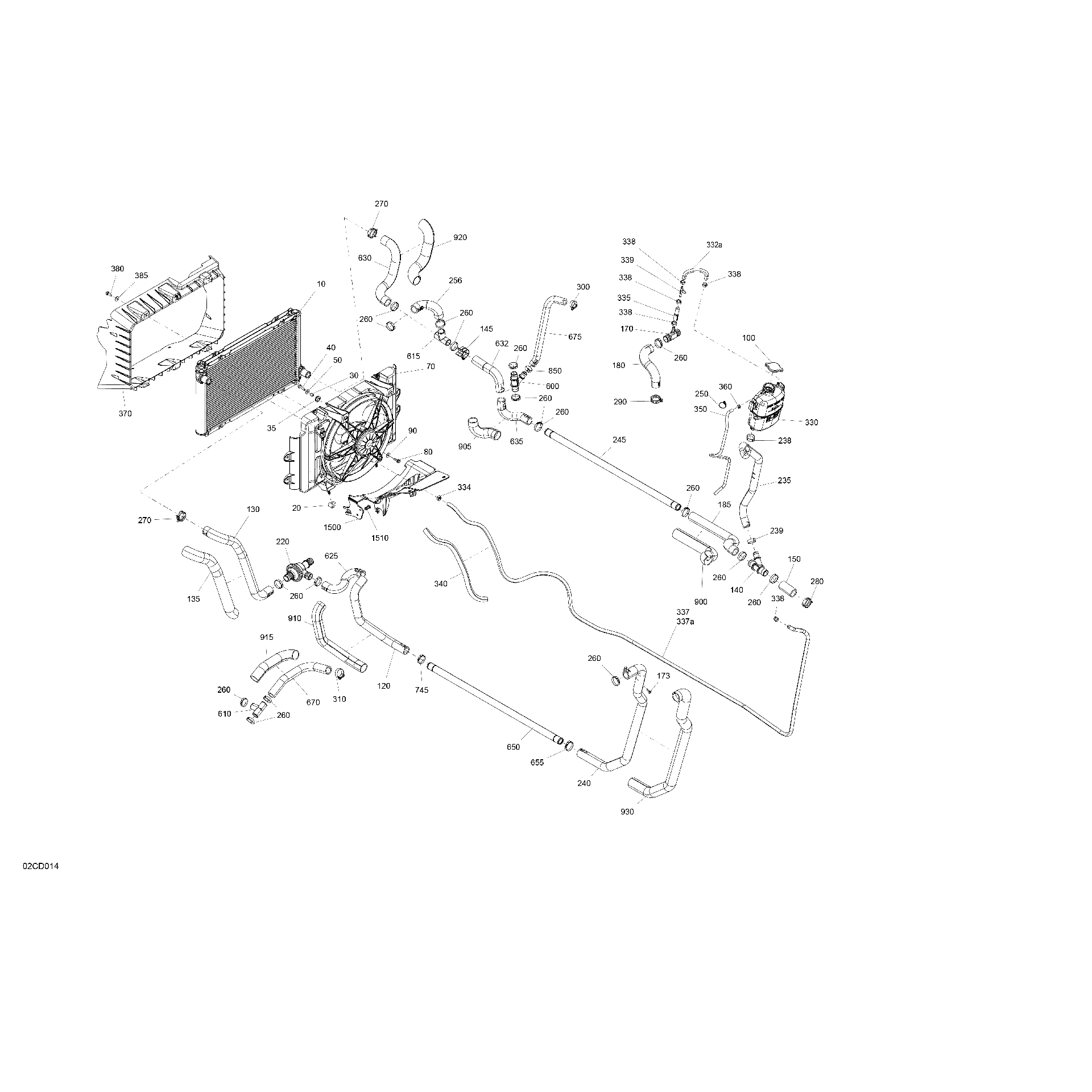 An Image of a Genuine Can-Am Parts Schematic Diagram showing the schematic - ENGINE - COOLING