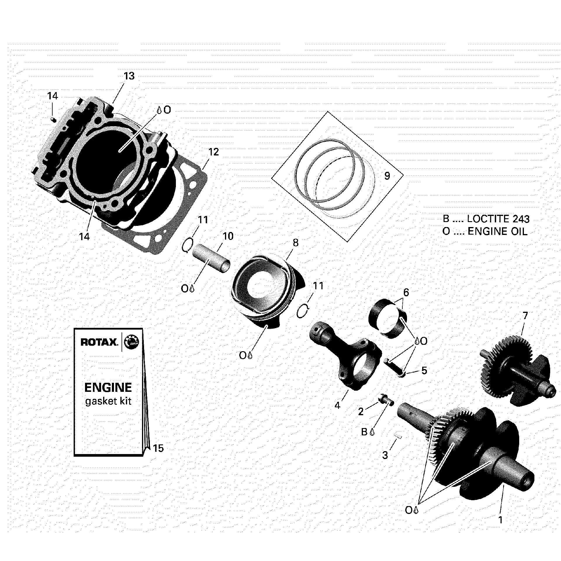 An Image of a Genuine Can-Am Parts Schematic Diagram showing the schematic - CRANKSHAFT AND PISTON