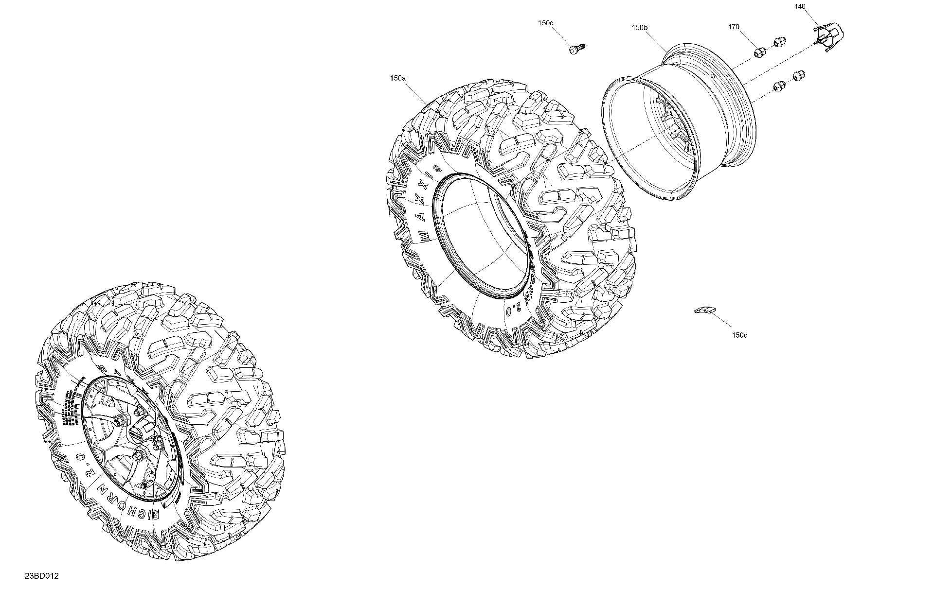 An Image of a Genuine Can-Am Parts Schematic Diagram showing the schematic - DRIVE - REAR WHEELS
