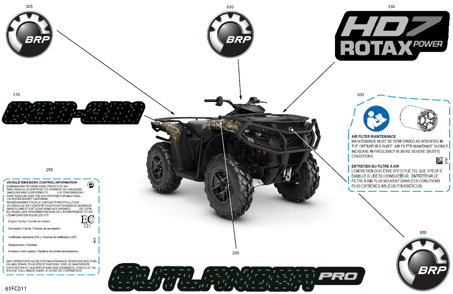 An Image of a Genuine Can-Am Parts Schematic Diagram showing the schematic - BODY - FEATURE DECALS