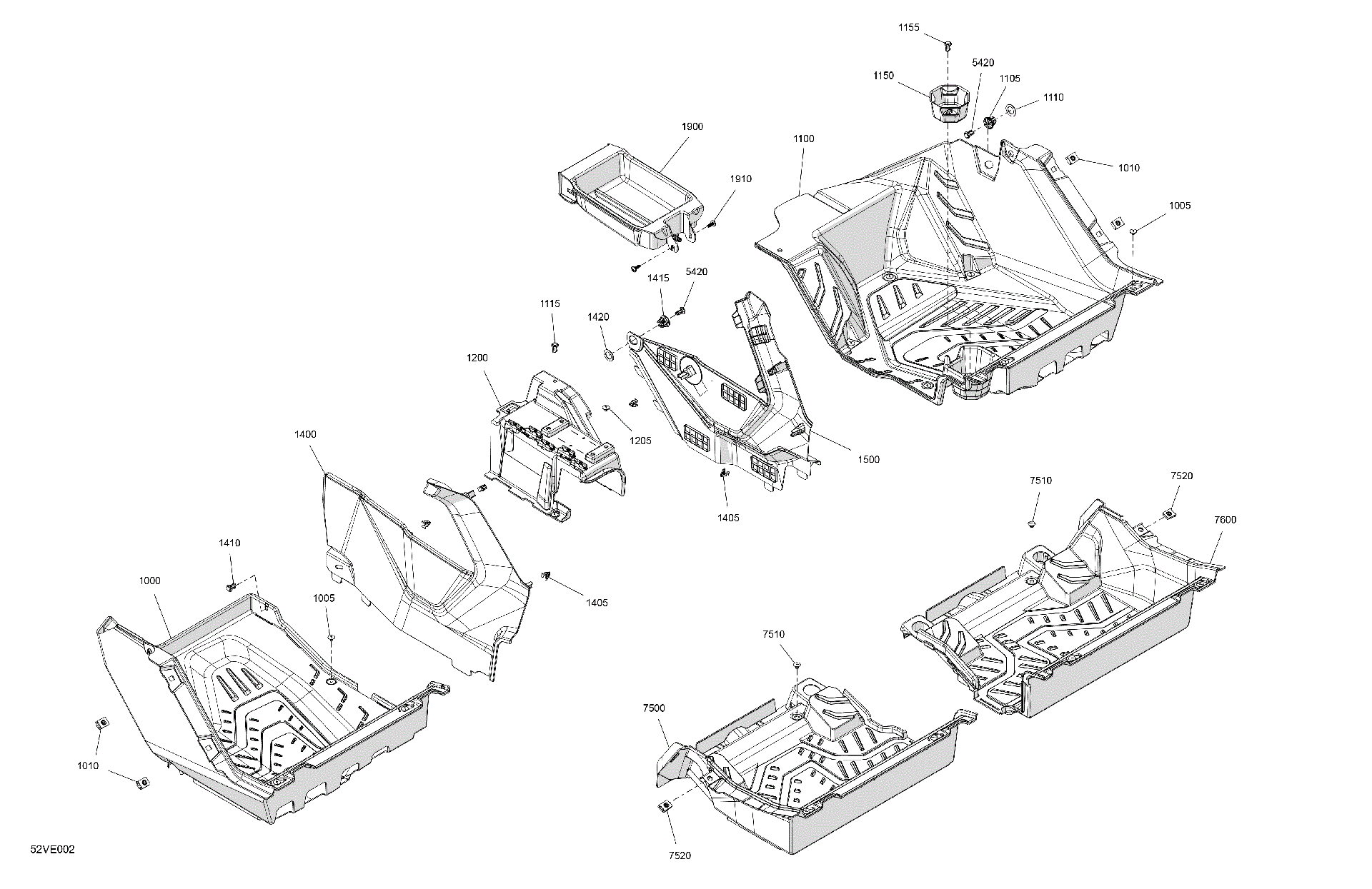An Image of a Genuine Can-Am Parts Schematic Diagram showing the schematic - CAB INTERIOR - FLOOR