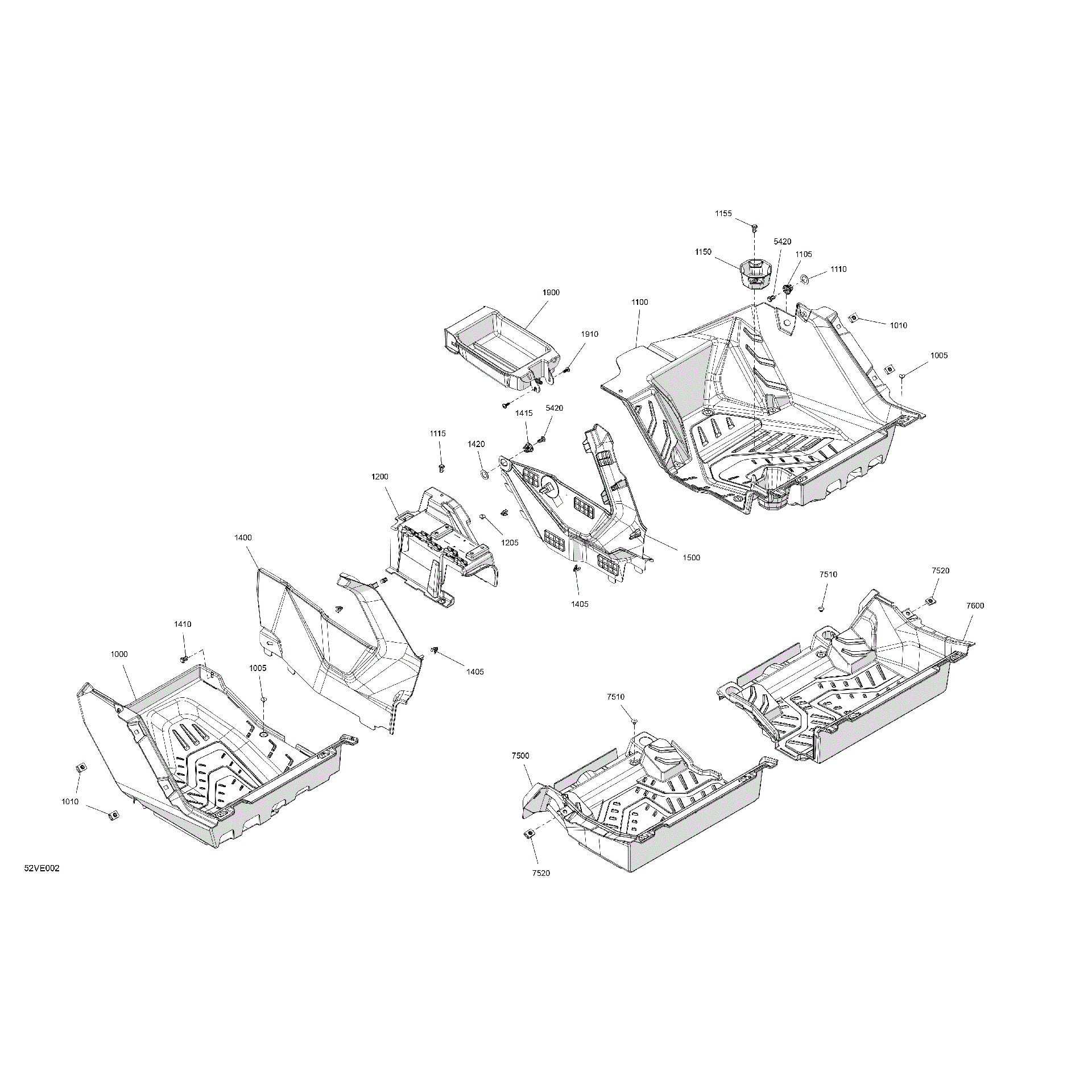 An Image of a Genuine Can-Am Parts Schematic Diagram showing the schematic - CAB INTERIOR - FLOOR