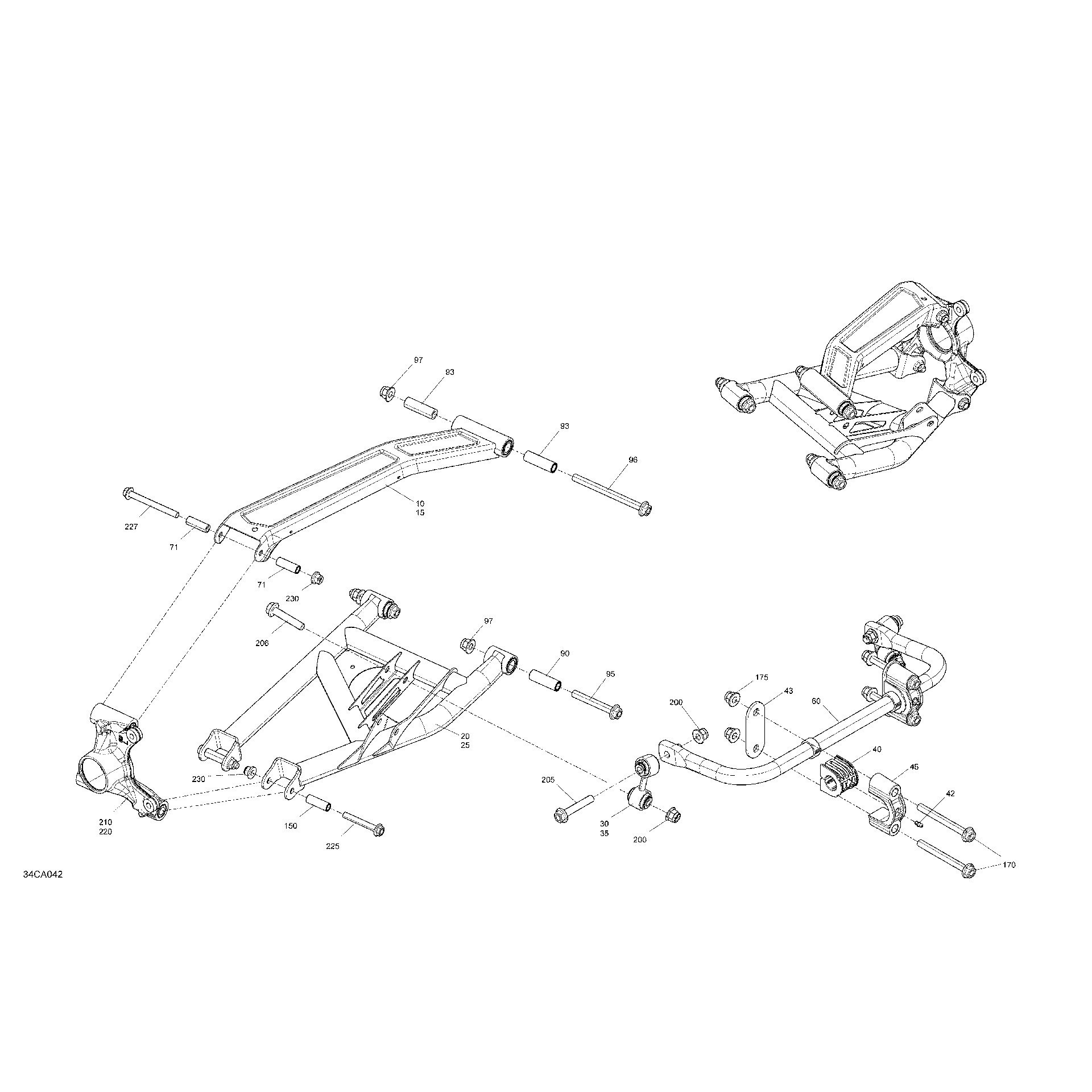 An Image of a Genuine Can-Am Parts Schematic Diagram showing the schematic - SUSPENSION - REAR - BUILT AFTER JANUARY 18TH 2021