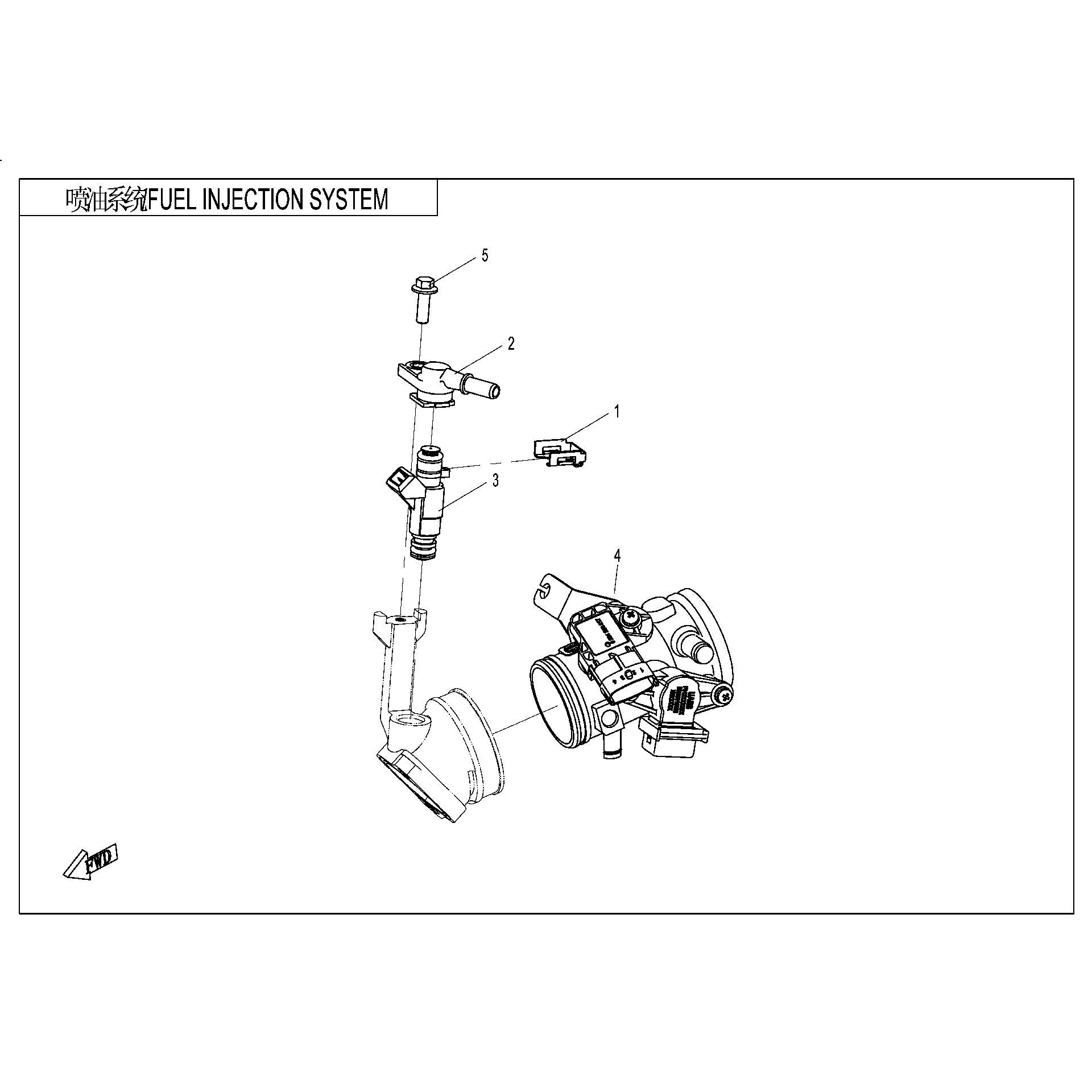 An Image of a genuine CFMOTO Parts Schematic Diagram showing the group - INJECTOR SYSTEM - 2017 CFMOTO CFORCE 500 S