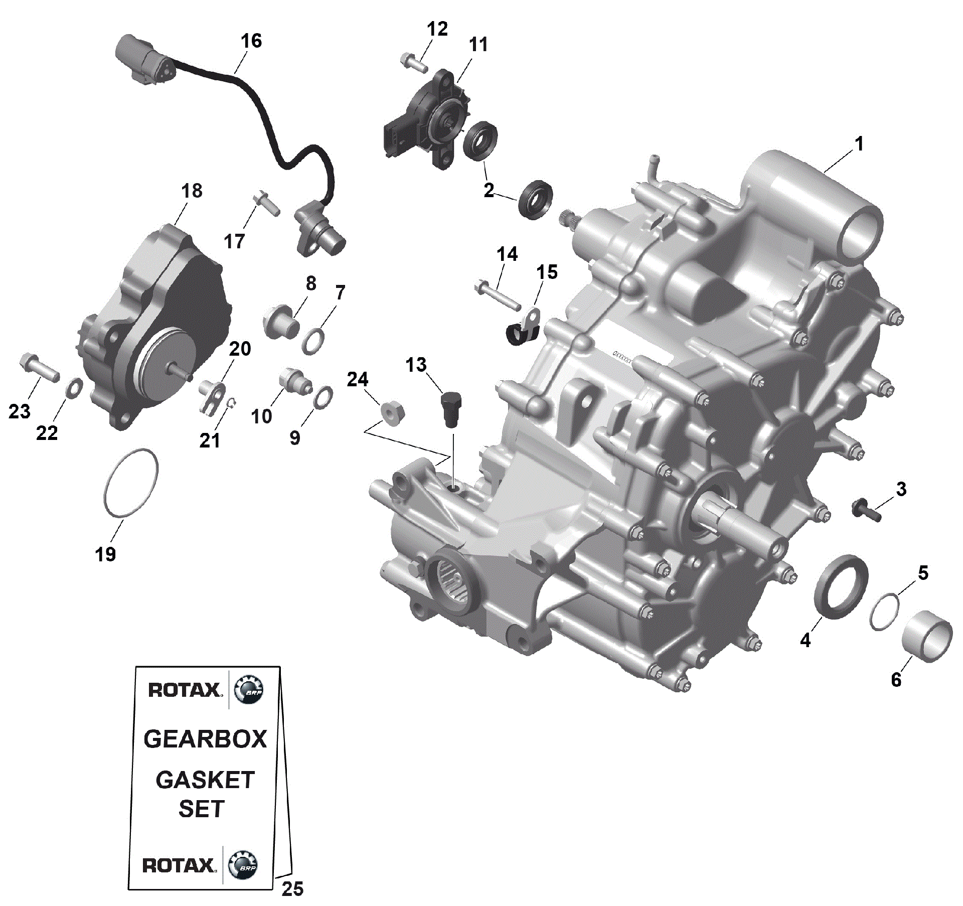 An Image of a Genuine Can-Am Parts Schematic Diagram showing the schematic - ROTAX - GEARBOX