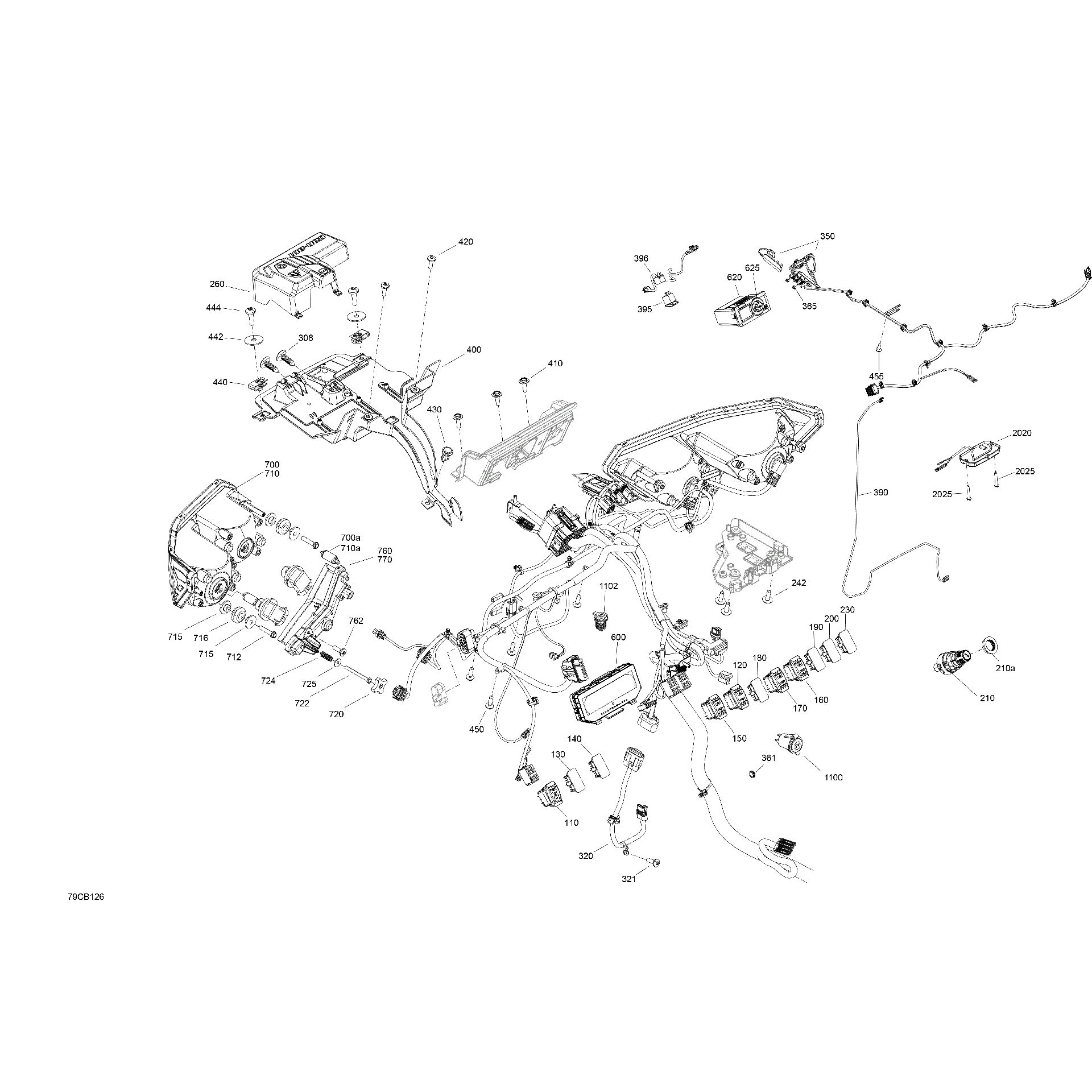 An Image of a Genuine Can-Am Parts Schematic Diagram showing the schematic - ELECTRIC - FRONT SECTION