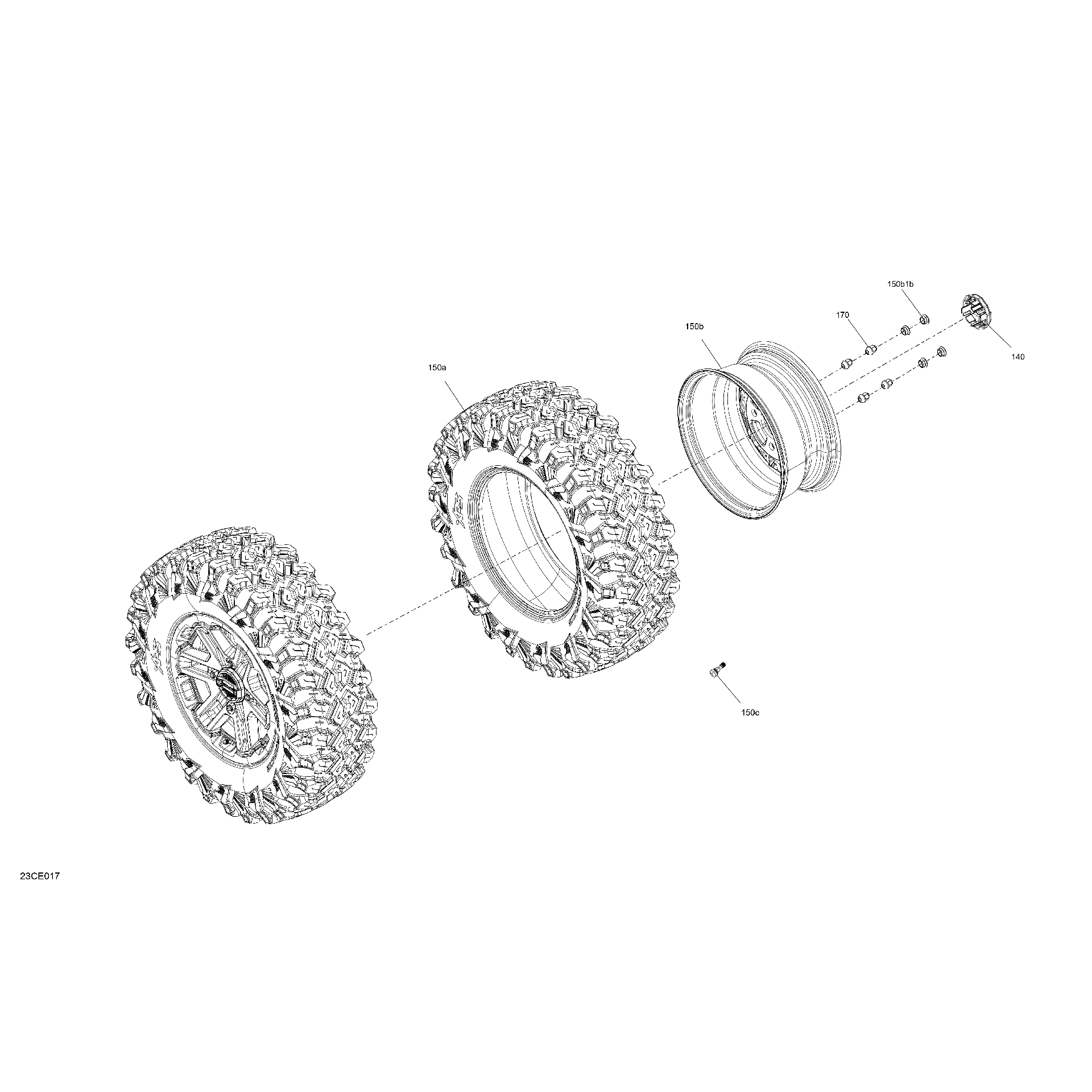 An Image of a Genuine Can-Am Parts Schematic Diagram showing the schematic - DRIVE - REAR WHEELS