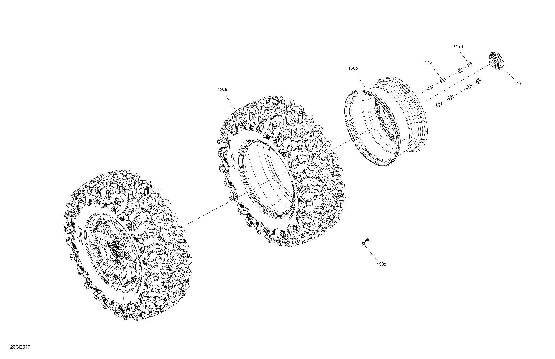 An Image of a Genuine Can-Am Parts Schematic Diagram showing the schematic - DRIVE - REAR WHEELS
