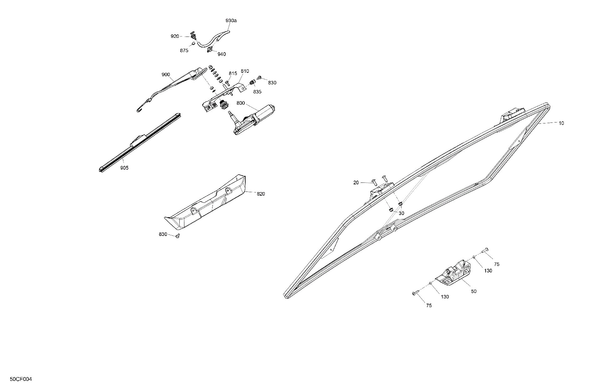 An Image of a Genuine Can-Am Parts Schematic Diagram showing the schematic - BODY - WINDSHIELD