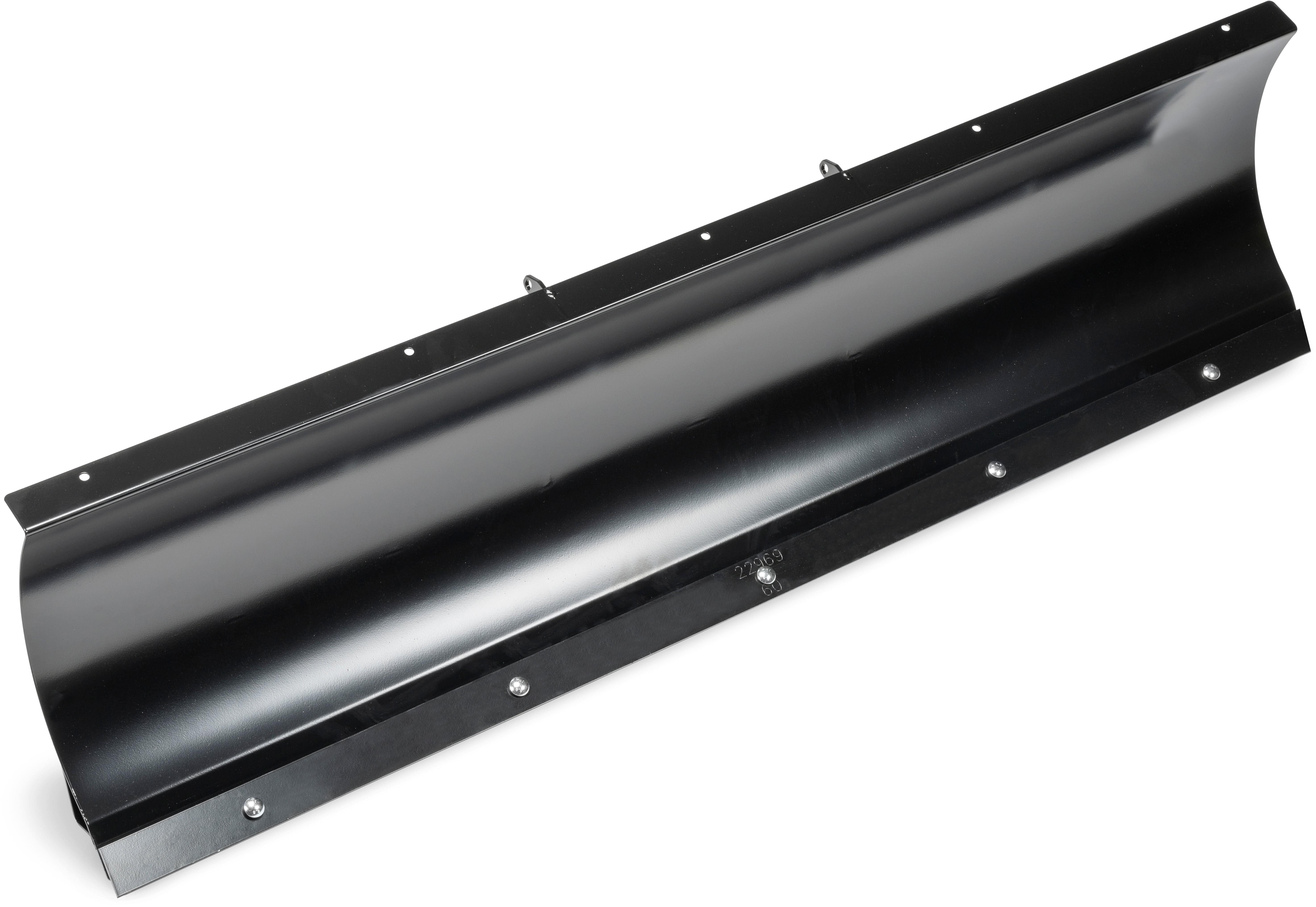 The Provantage II Steel Snow Plow Blade 54 by Warn is a black, durable metal blade with a curved design and bolted edges, shown angled on a white background—perfect for tough powersports snow plowing.