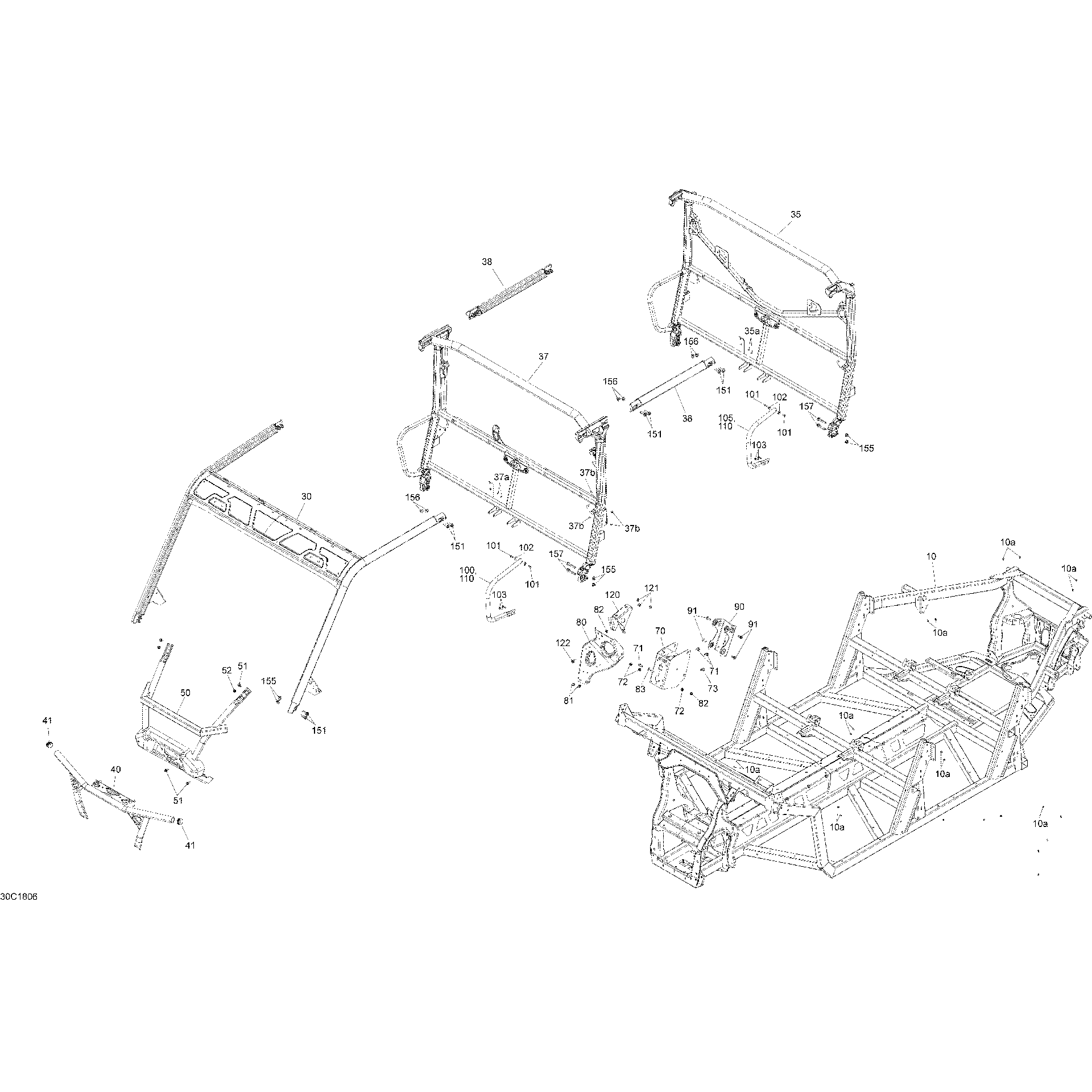 An Image of a Genuine Can-Am Parts Schematic Diagram showing the schematic - FRAME TRAXTER MAX