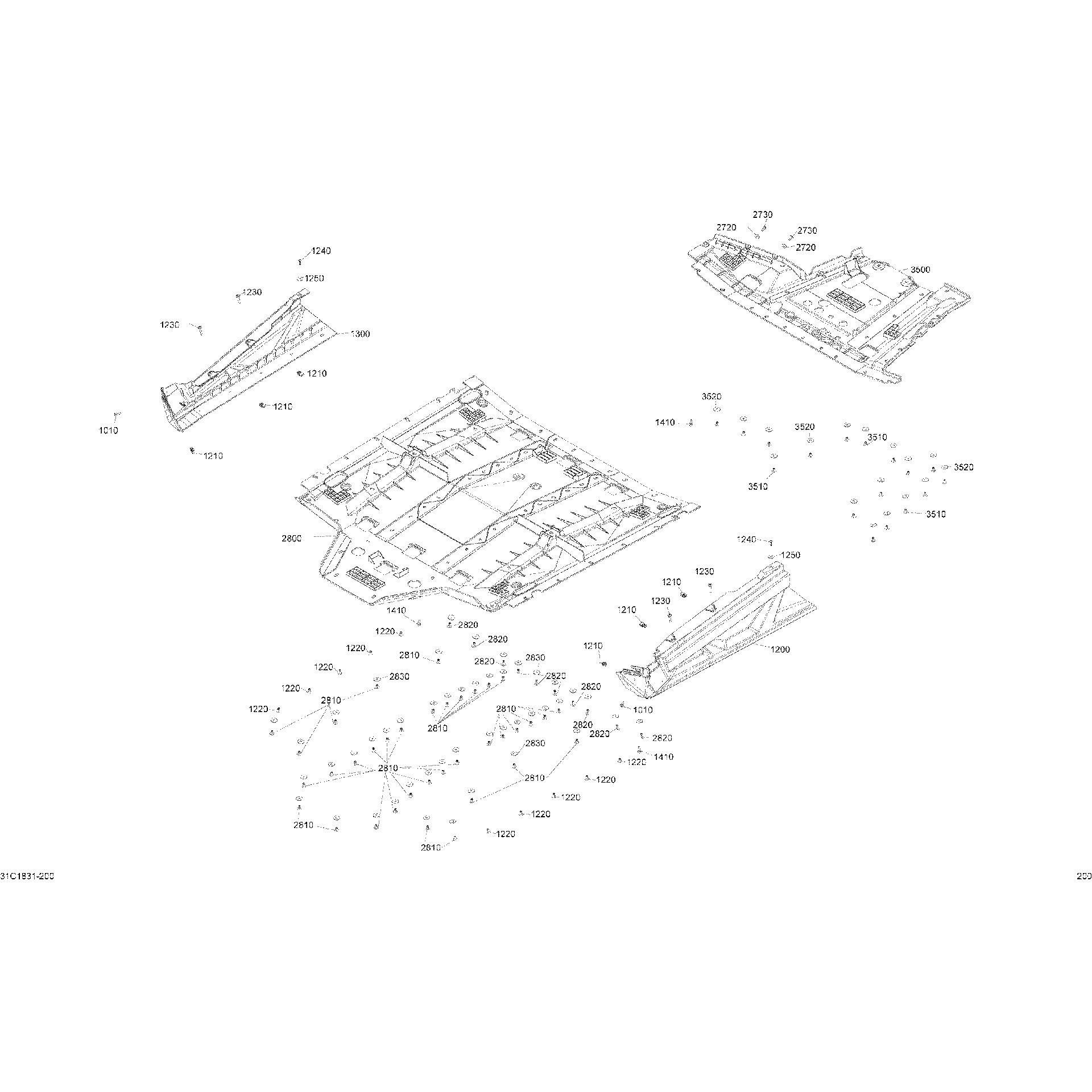 An Image of a Genuine Can-Am Parts Schematic Diagram showing the schematic - 09 - BODY FLOOR MAVERICK TRAIL - 800R EFI