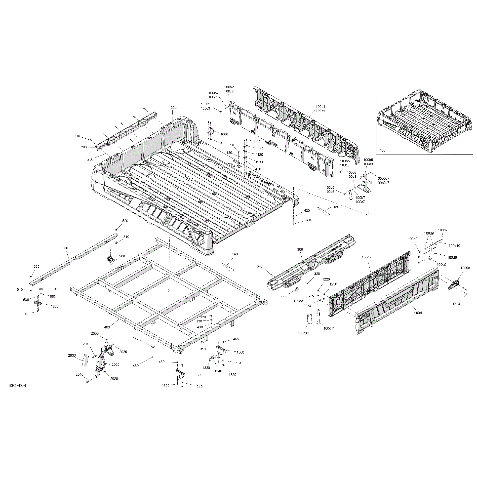 An Image of a Genuine Can-Am Parts Schematic Diagram showing the schematic - BODY - CARGO