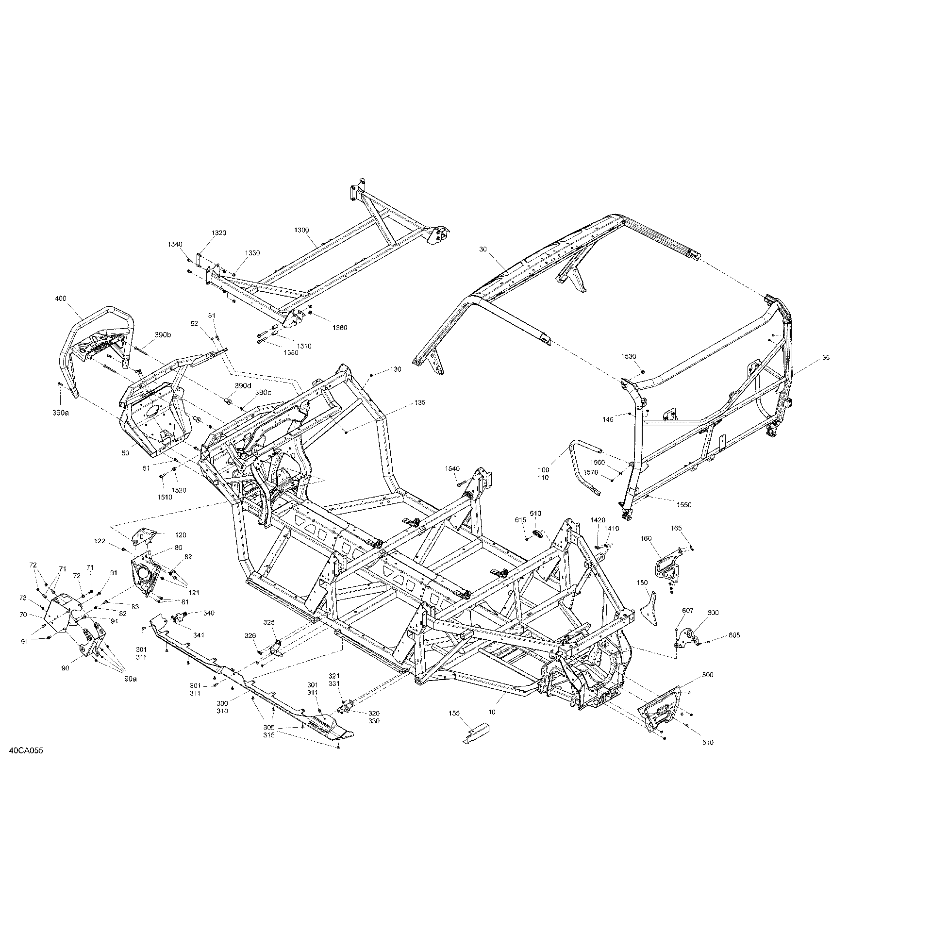 An Image of a Genuine Can-Am Parts Schematic Diagram showing the schematic - FRAME - SYSTEM