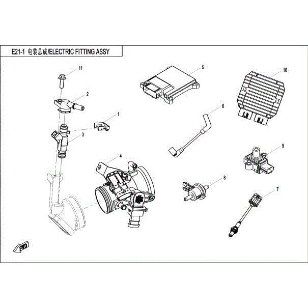 An Image of a genuine CFMOTO Parts Schematic Diagram showing the group - EFI PARTS (EPS) - 2015 CFMOTO CFORCE 500 HO