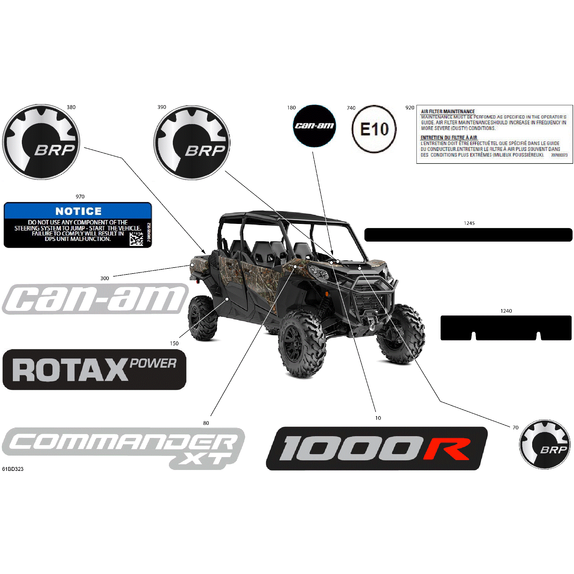 An Image of a Genuine Can-Am Parts Schematic Diagram showing the schematic - BODY - DECALS