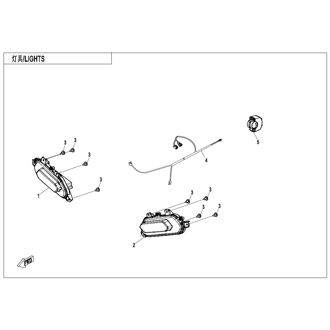 An Image of a genuine CFMOTO Parts Schematic Diagram showing the group - SPOTLIGHT (OVERLAND) - 2022 CFMOTO CFORCE 1000 Overland