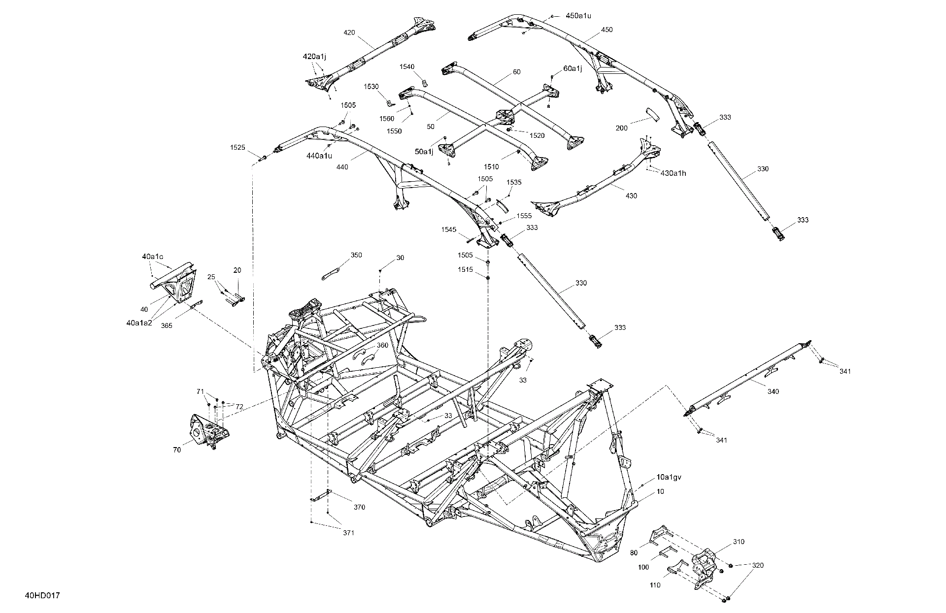 An Image of a Genuine Can-Am Parts Schematic Diagram showing the schematic - FRAME - SYSTEM