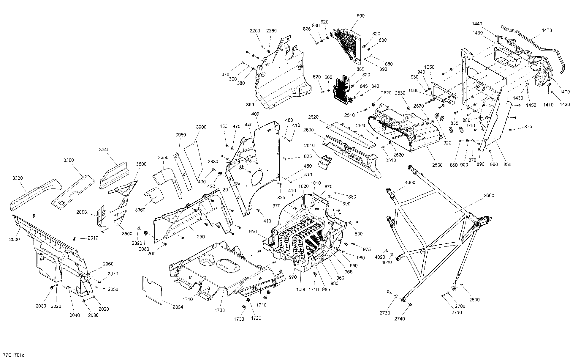 An Image of a Genuine Can-Am Parts Schematic Diagram showing the schematic - CAB INTERIOR - COMMANDER - RH SIDE