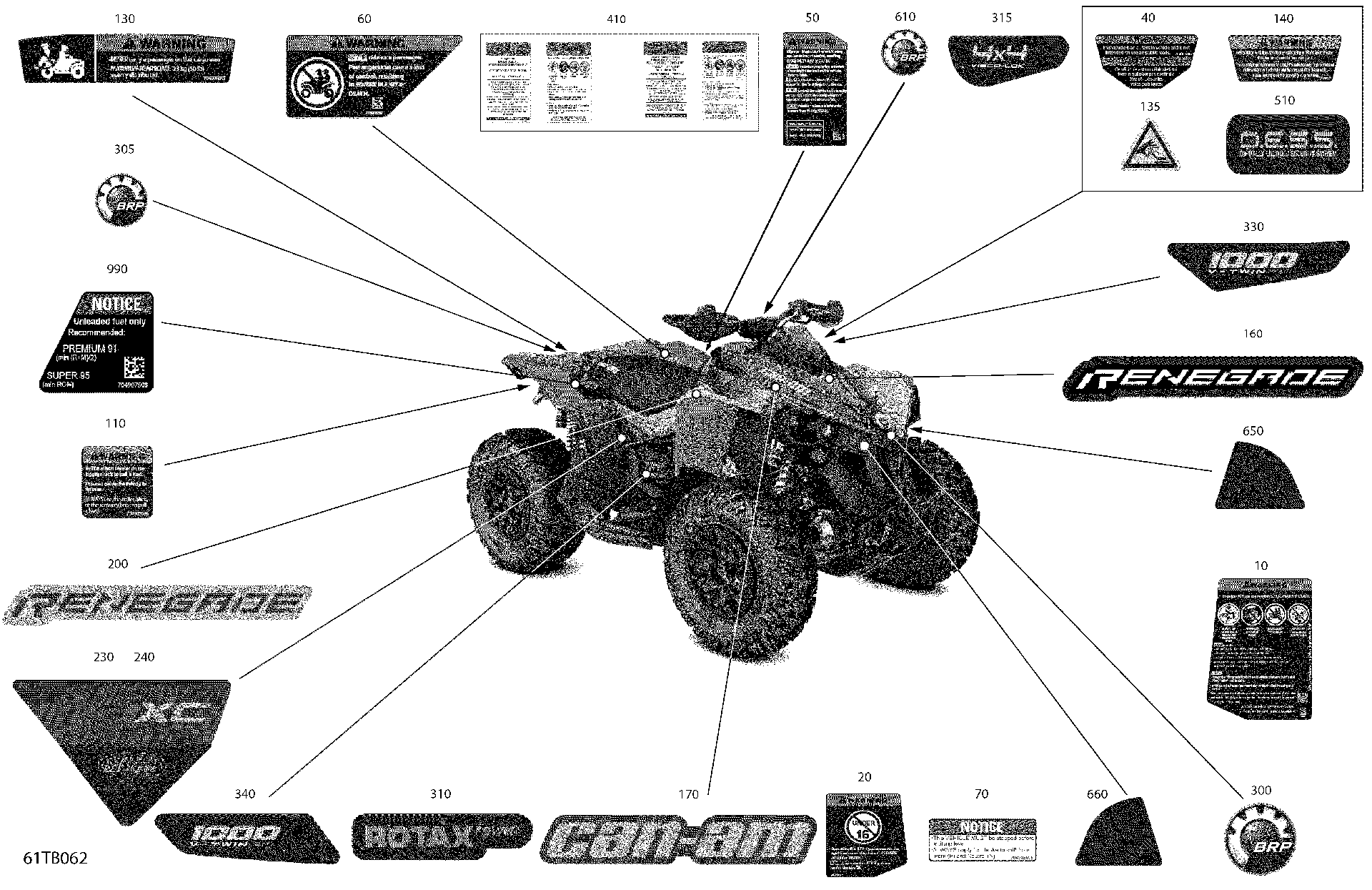 An Image of a Genuine Can-Am Parts Schematic Diagram showing the schematic - BODY - DECALS
