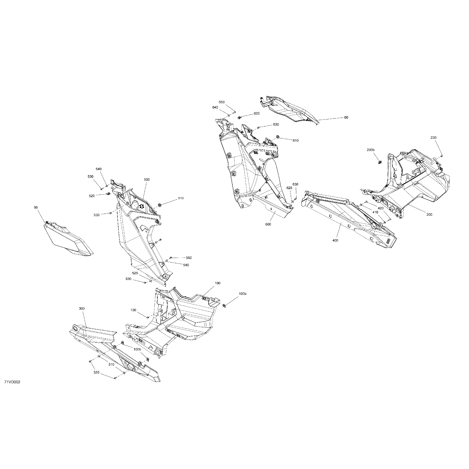 An Image of a Genuine Can-Am Parts Schematic Diagram showing the schematic - BODY - FRONT SECTION