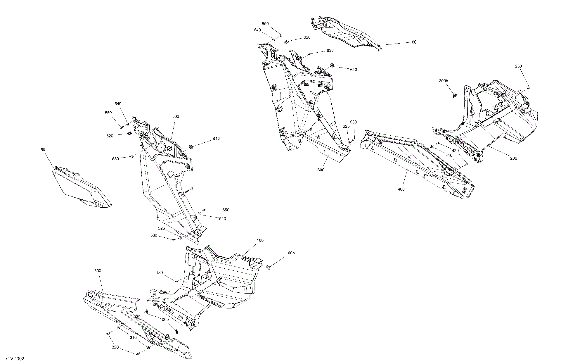An Image of a Genuine Can-Am Parts Schematic Diagram showing the schematic - BODY - FRONT SECTION