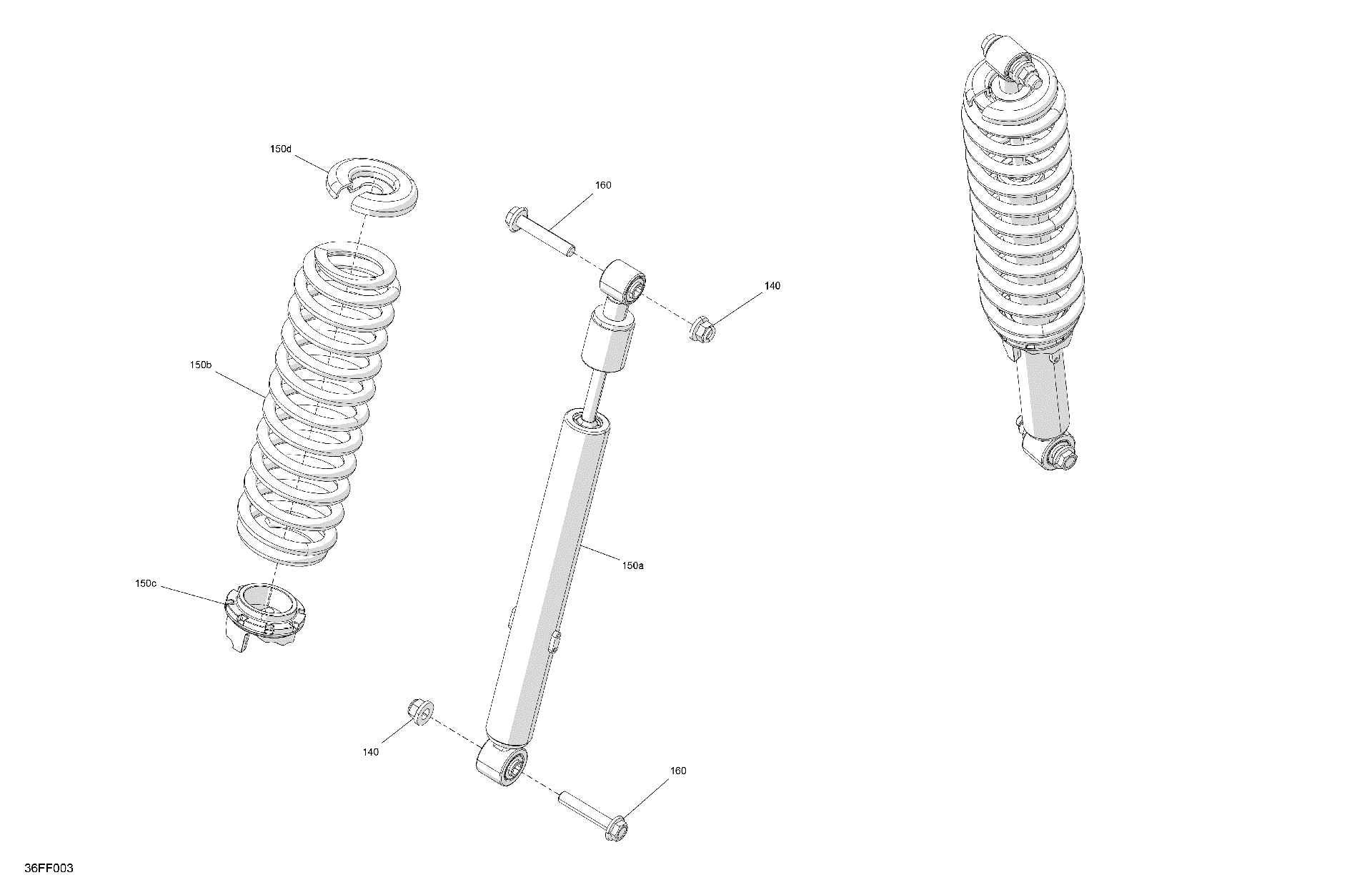 An Image of a Genuine Can-Am Parts Schematic Diagram showing the schematic - SUSPENSION - REAR SHOCKS