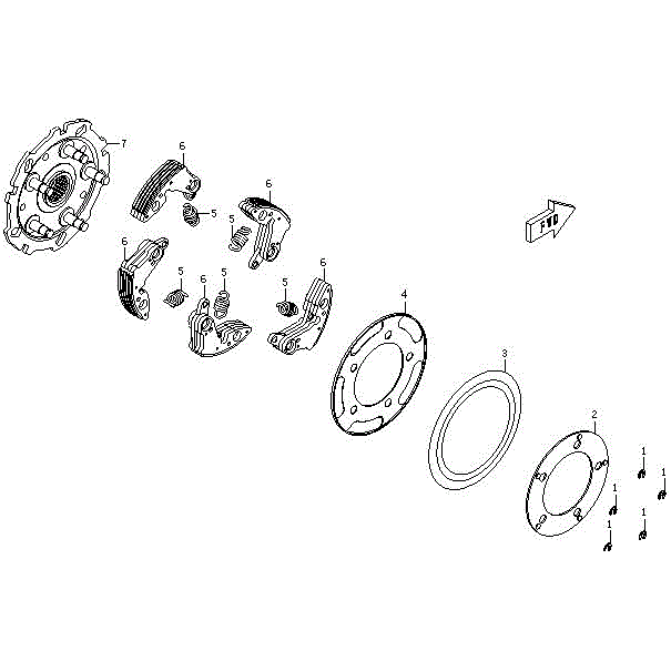 An Image of a Genuine CFMOTO Parts Schematic Diagram showing the schematic - WET CLUTCH PAWL ASSY. - 2015 CFMOTO ZFORCE 600