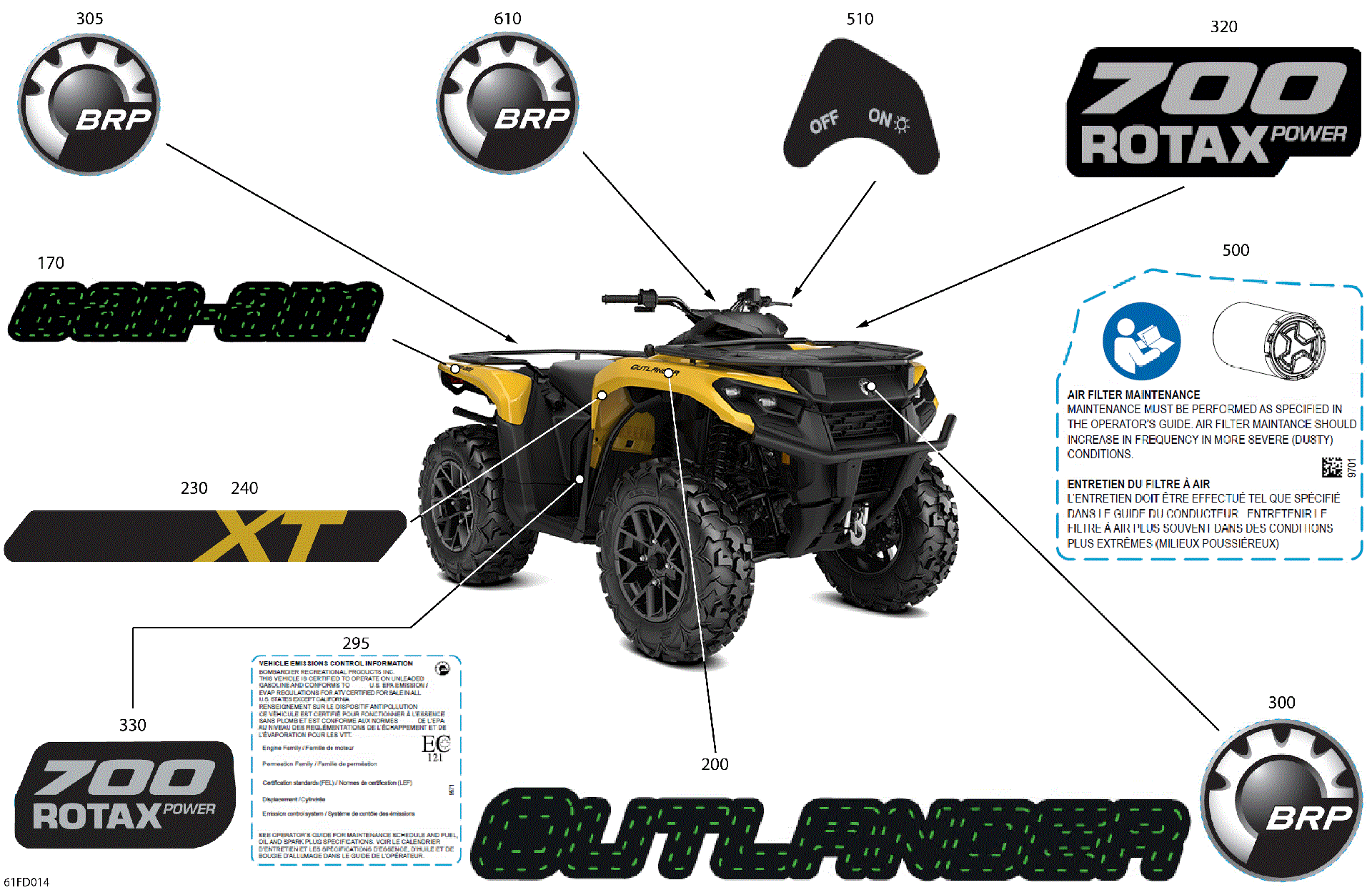 An Image of a Genuine Can-Am Parts Schematic Diagram showing the schematic - BODY - FEATURE DECALS