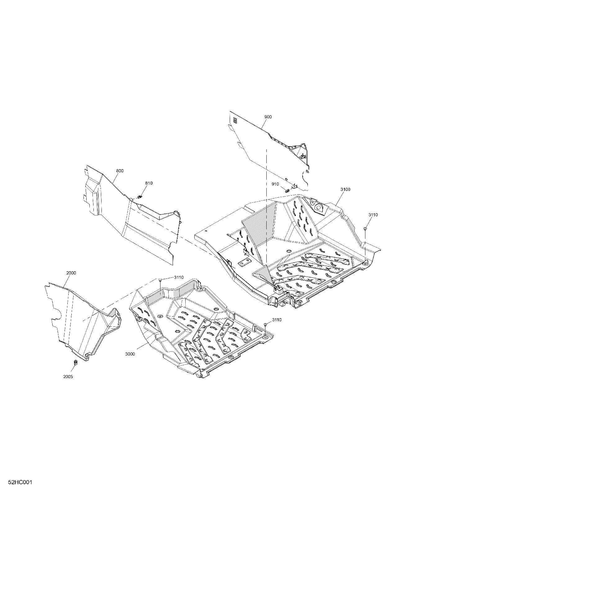 An Image of a Genuine Can-Am Parts Schematic Diagram showing the schematic - CAB INTERIOR - FLOOR