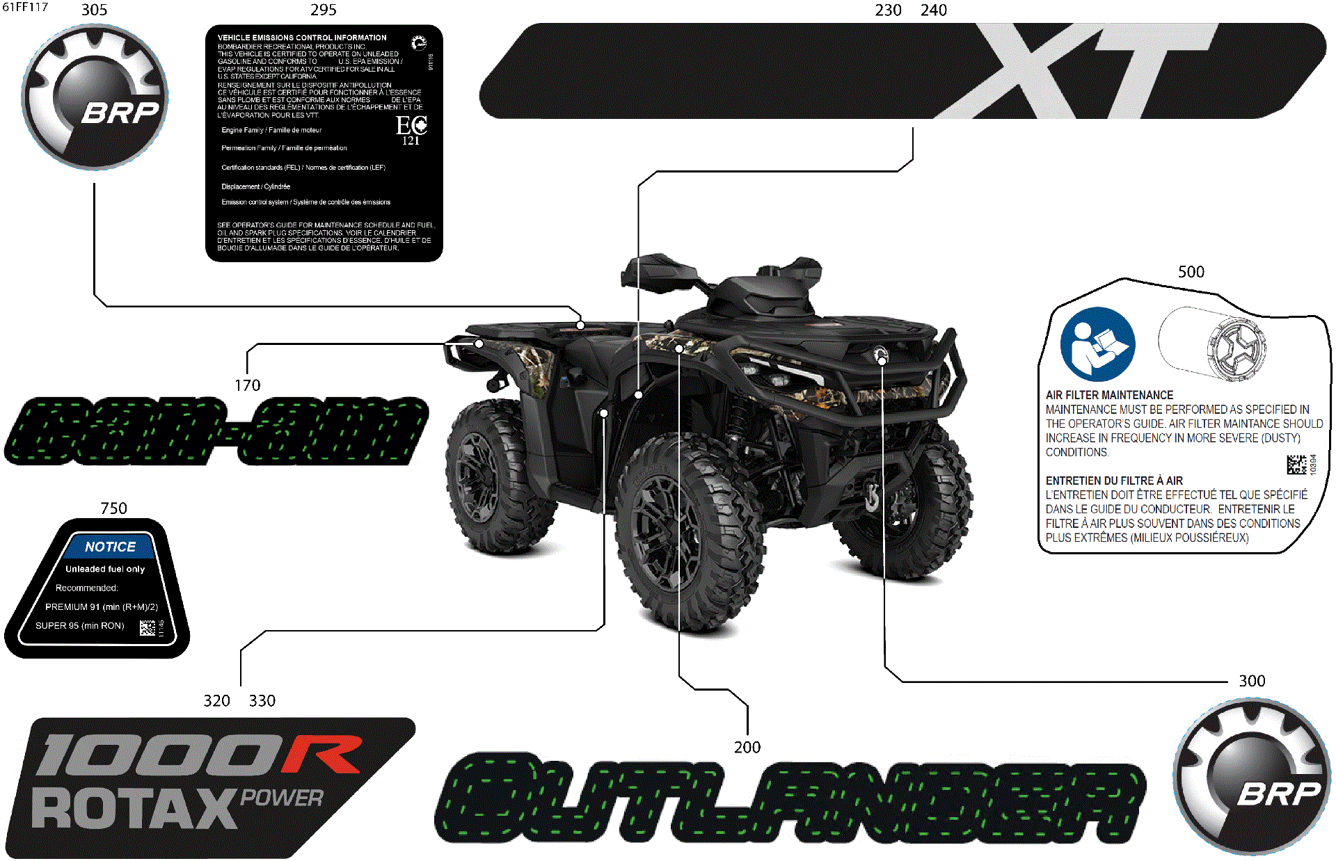 An Image of a Genuine Can-Am Parts Schematic Diagram showing the schematic - BODY - FEATURE DECALS