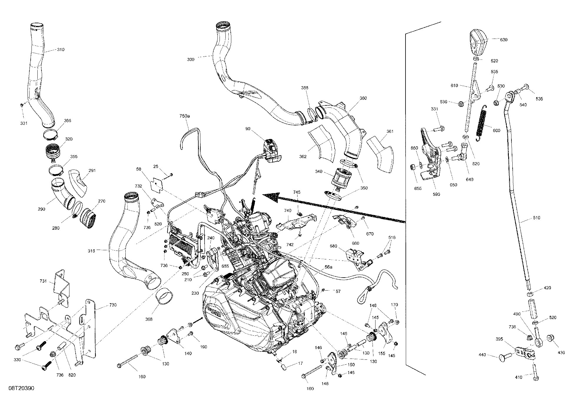 An Image of a Genuine Can-Am Parts Schematic Diagram showing the schematic - ENGINE - X MR