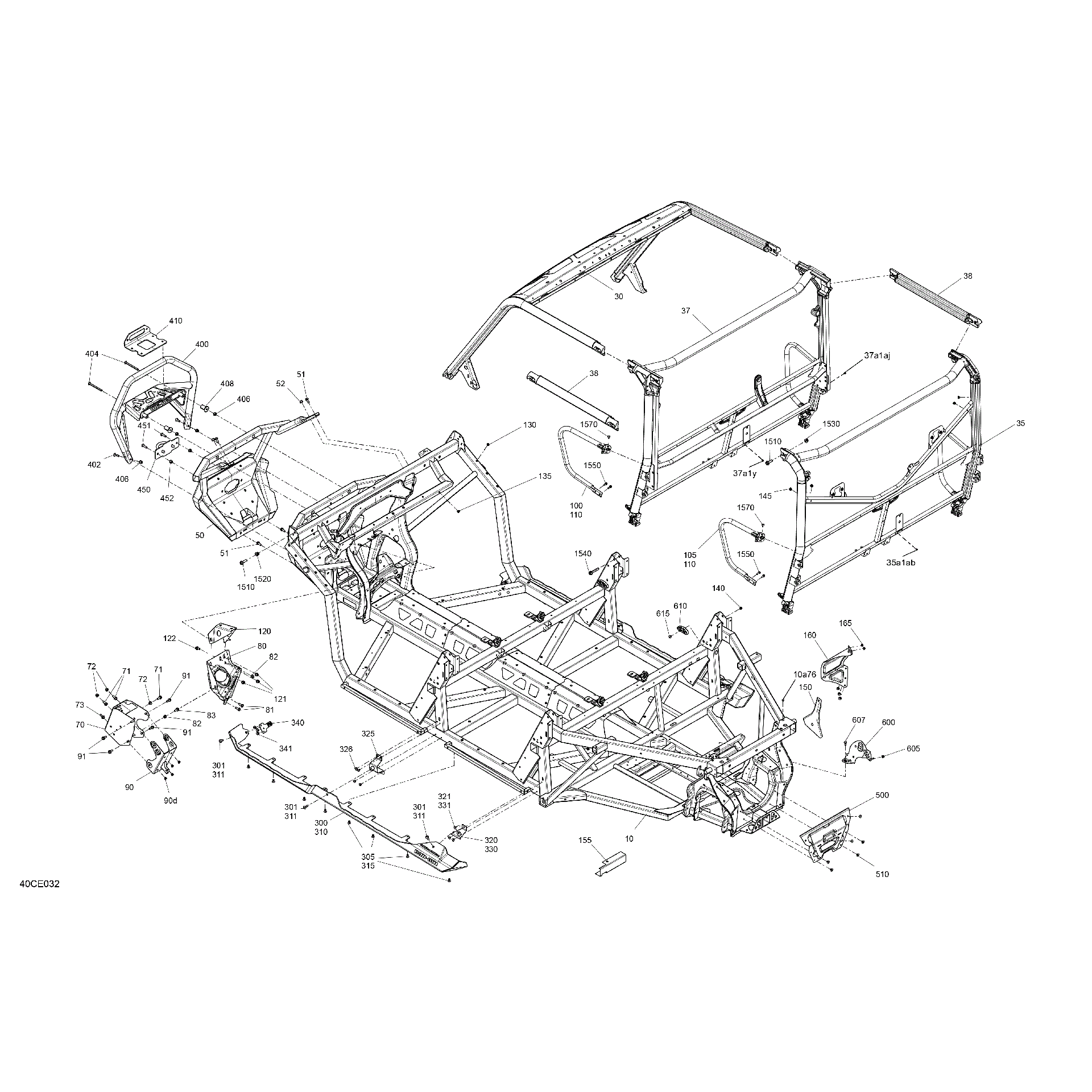 An Image of a Genuine Can-Am Parts Schematic Diagram showing the schematic - FRAME - SYSTEM