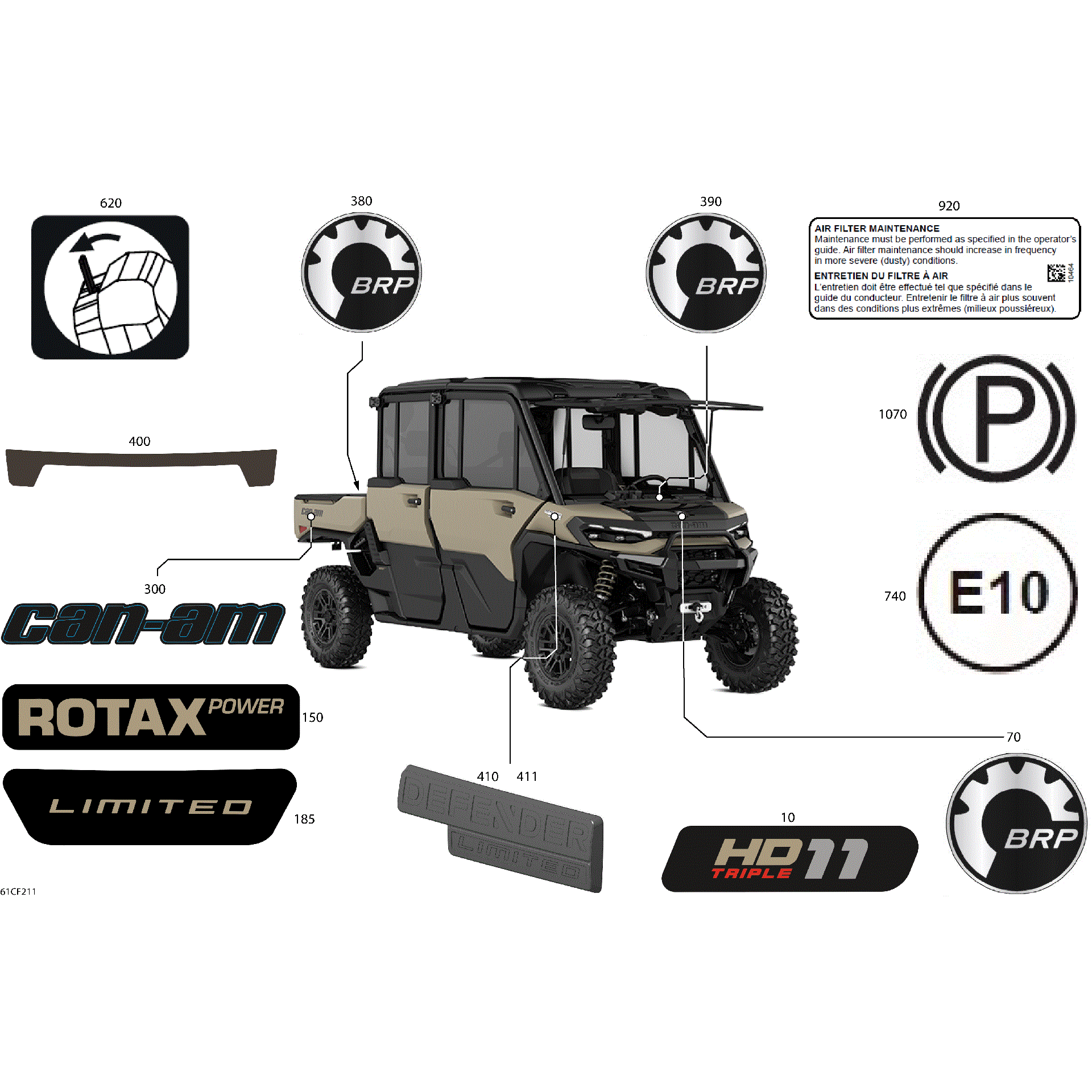 An Image of a Genuine Can-Am Parts Schematic Diagram showing the schematic - BODY - DECALS