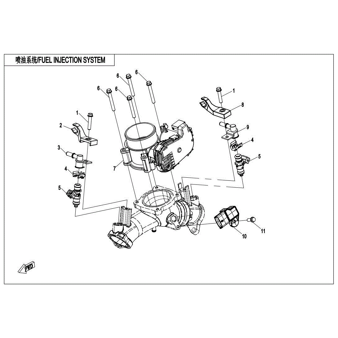 An Image of a Genuine CFMOTO Parts Schematic Diagram showing the schematic - FUEL INJECTION SYSTEM - 2022 CFMOTO ZFORCE 950 EX