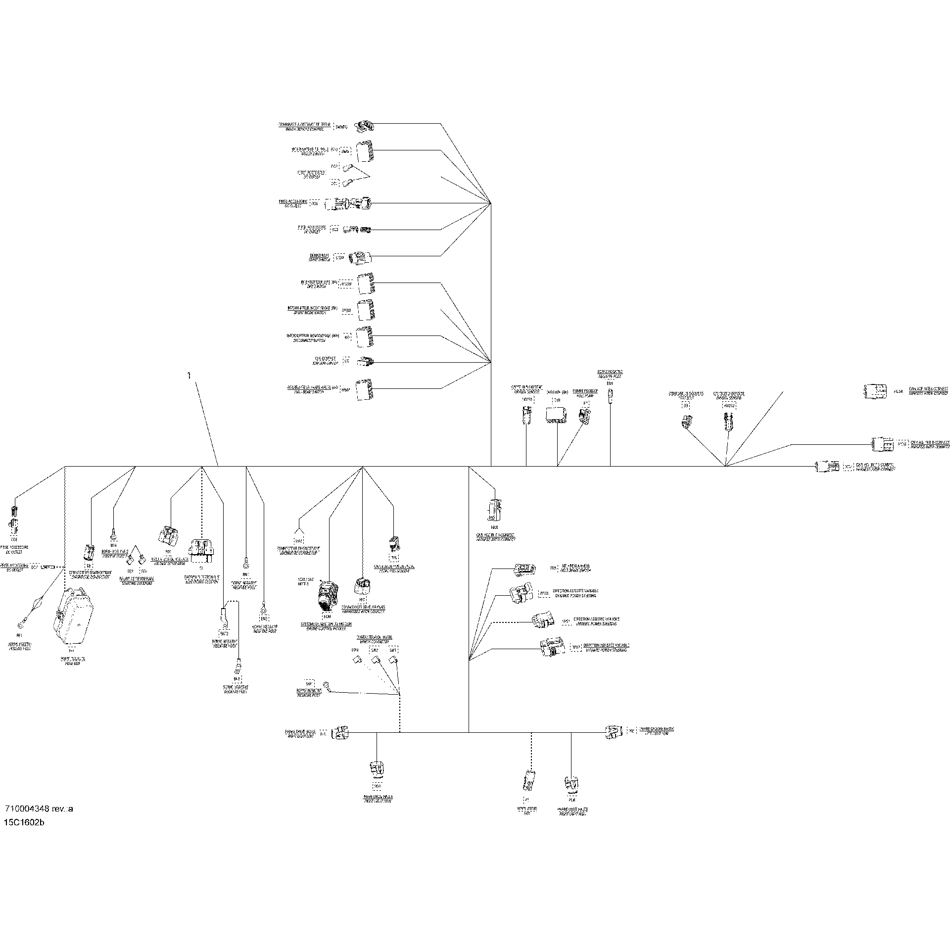 An Image of a Genuine Can-Am Parts Schematic Diagram showing the schematic - ELECTRICAL HARNESS ASSY - EXCEPT MAX