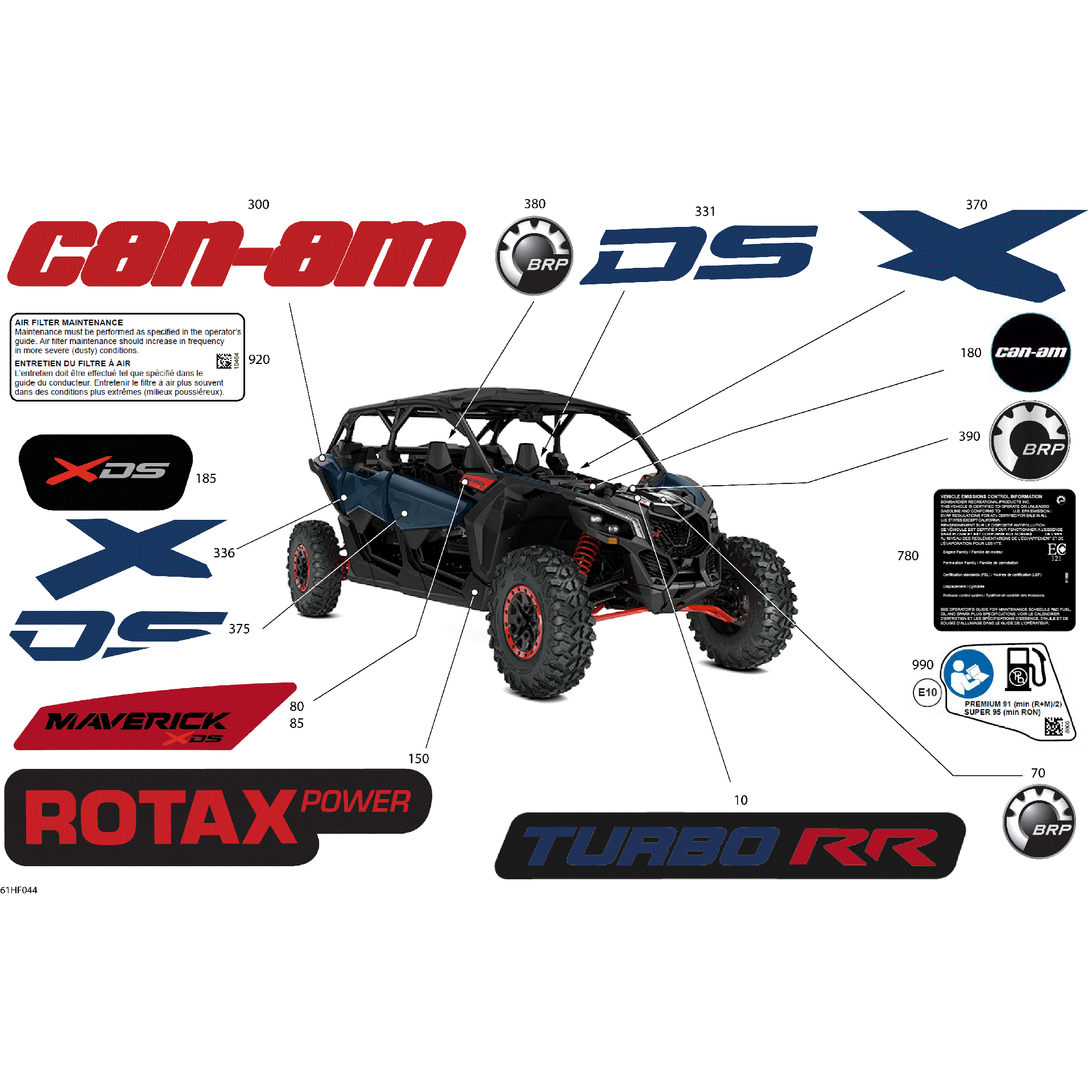 An Image of a Genuine Can-Am Parts Schematic Diagram showing the schematic - BODY - DECALS