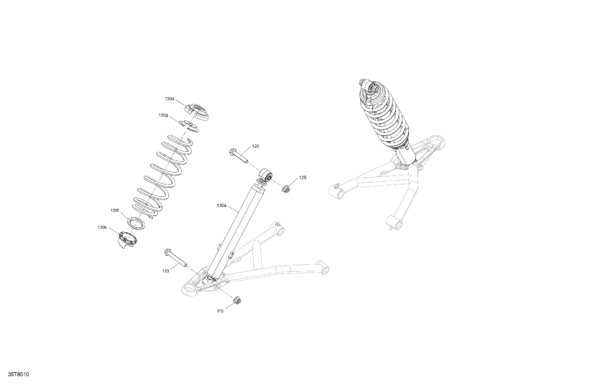 An Image of a Genuine Can-Am Parts Schematic Diagram showing the schematic - SUSPENSION - FRONT SHOCKS