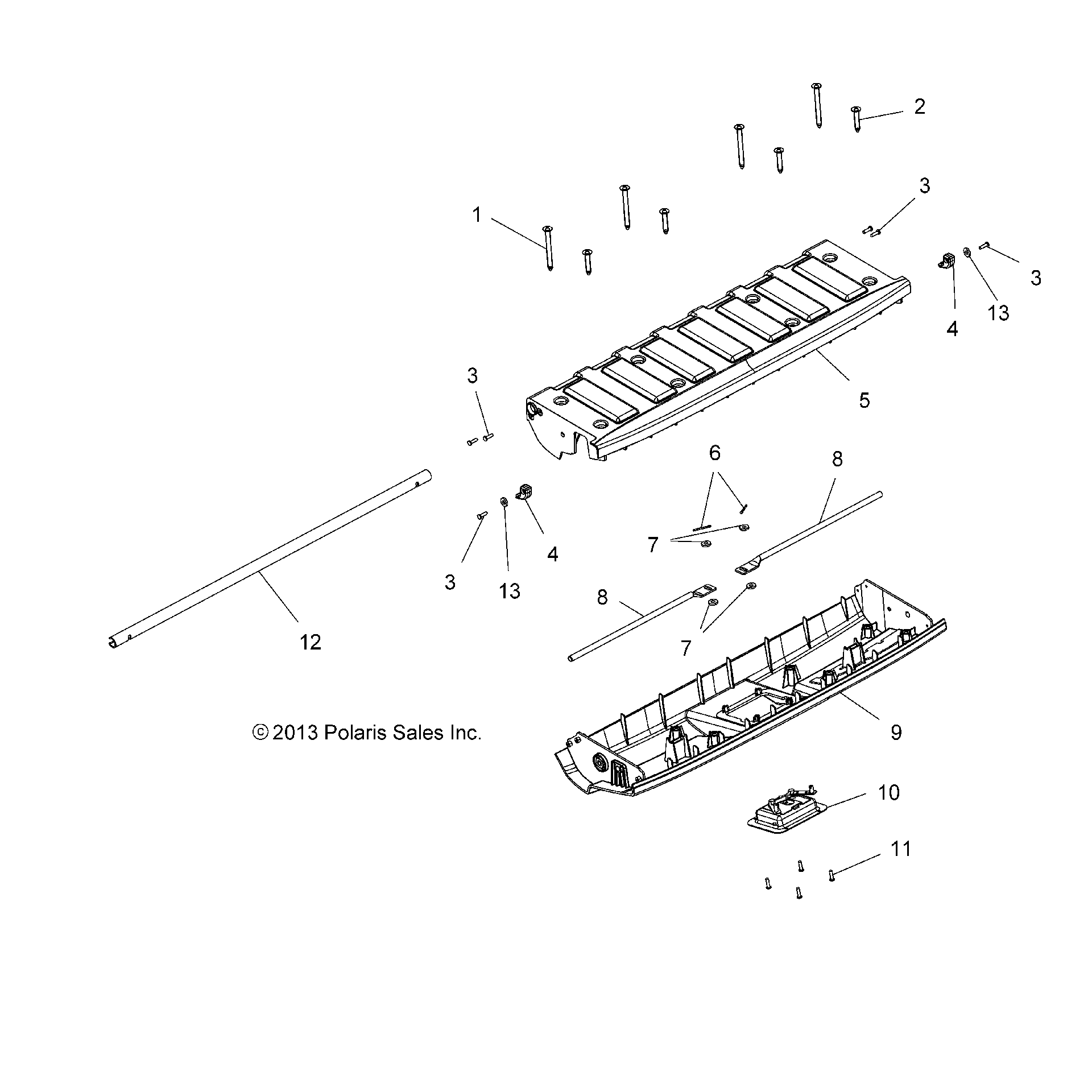 An Image of a Genuine Polaris Parts Schematic Diagram showing the schematic - BODY: TAILGATE - 2016 POLARIS SPORTSMAN 570 EFI UTE HD