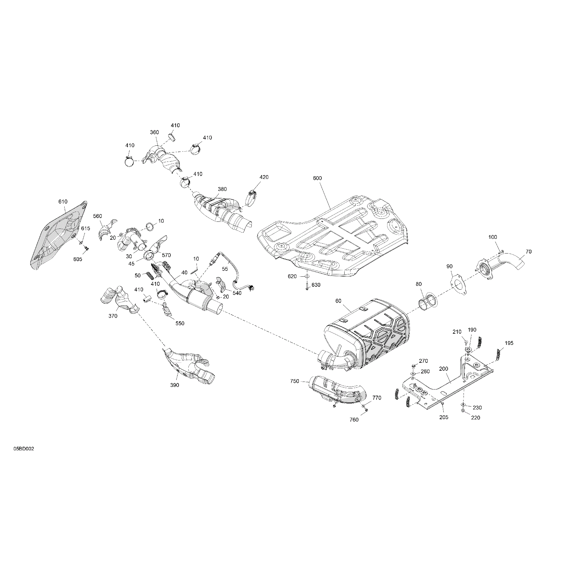 An Image of a Genuine Can-Am Parts Schematic Diagram showing the schematic - ENGINE - EXHAUST