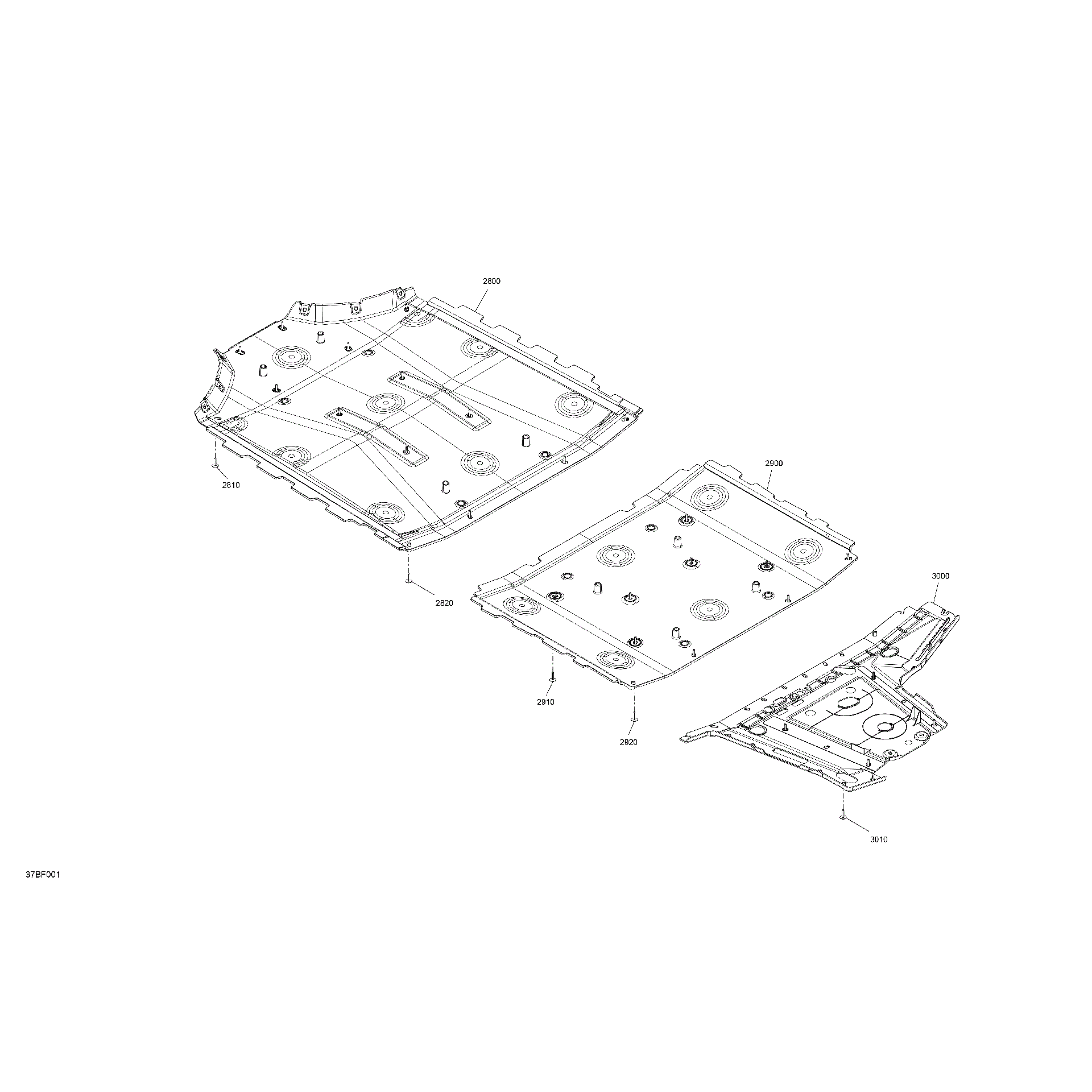 An Image of a Genuine Can-Am Parts Schematic Diagram showing the schematic - BODY - SKID PLATE