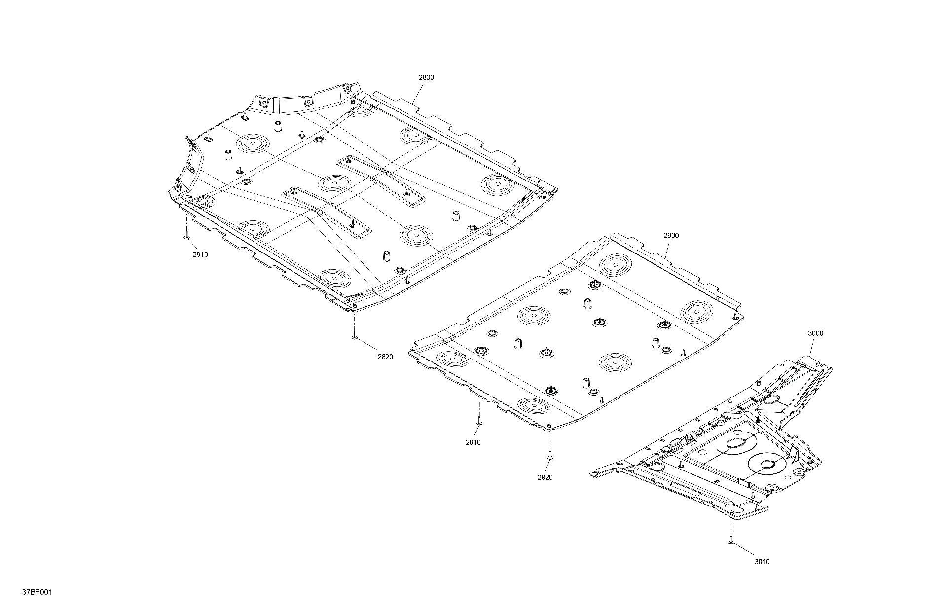 An Image of a Genuine Can-Am Parts Schematic Diagram showing the schematic - BODY - SKID PLATE