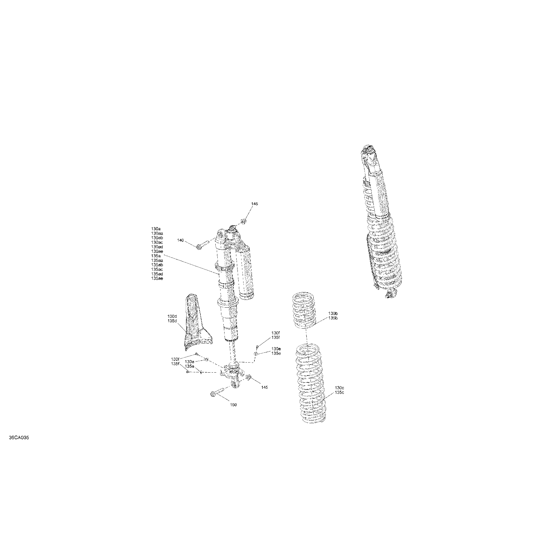 An Image of a Genuine Can-Am Parts Schematic Diagram showing the schematic - SUSPENSION - REAR SHOCKS