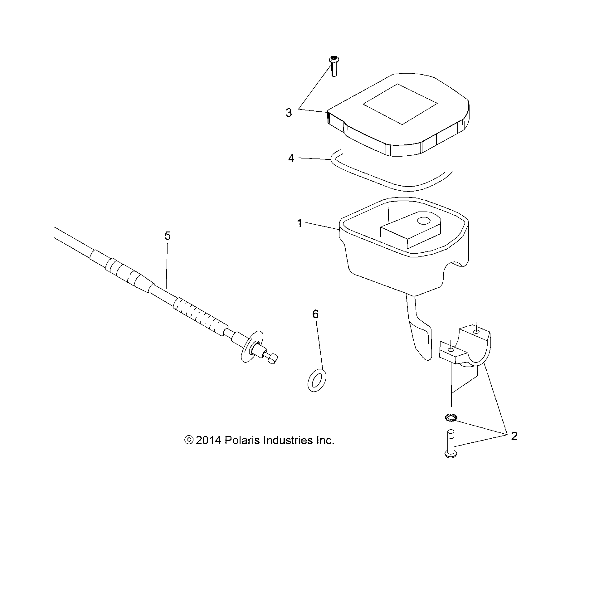 An Image of a Genuine Polaris Parts Schematic Diagram showing the schematic - STEERING: CONTROLS THROTTLE ASM. and CABLE - 2015 POLARIS HAWKEYE 325 2X4